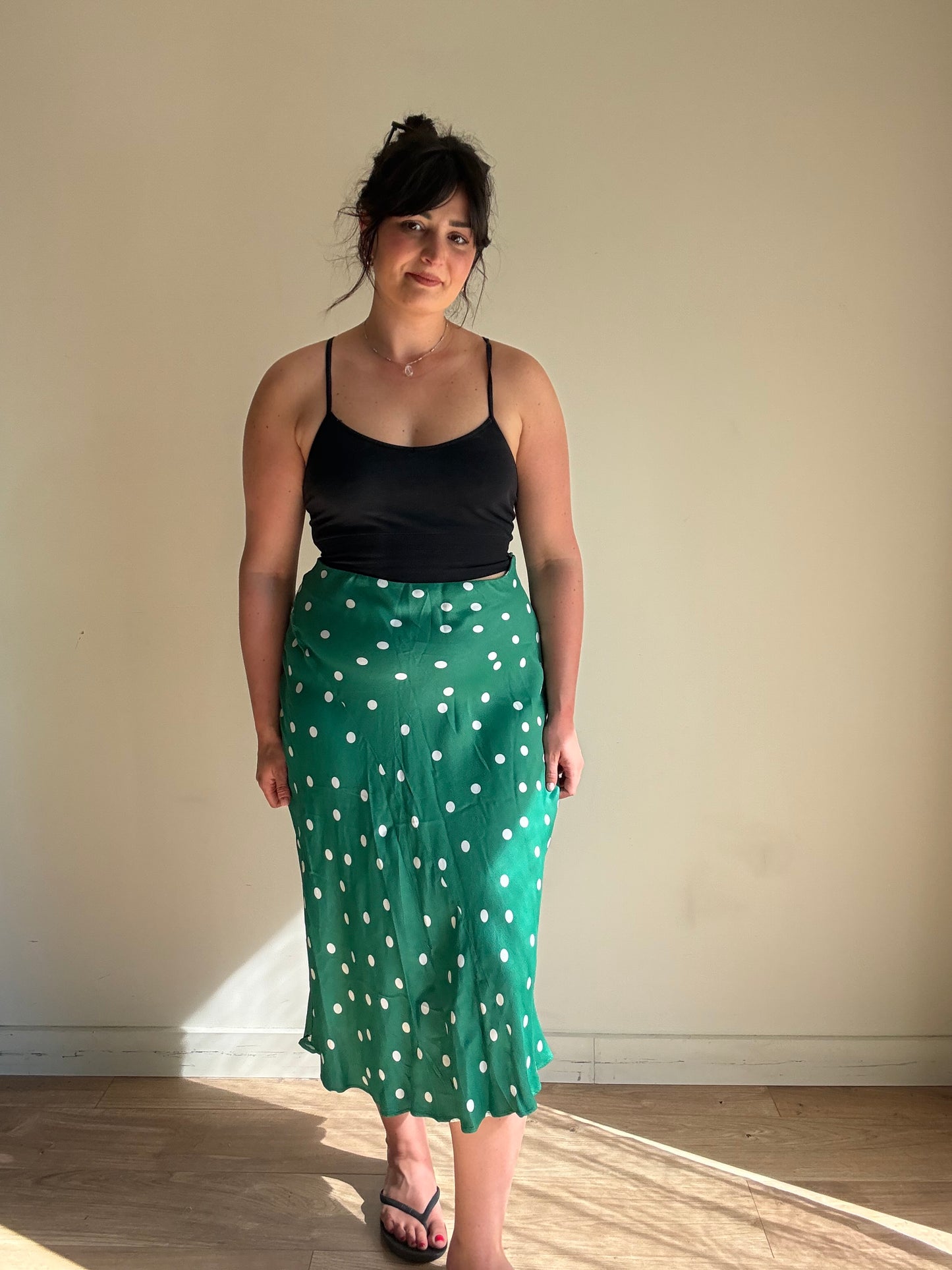 & Other Stories Satin Polka Dot Slip Skirt, 14