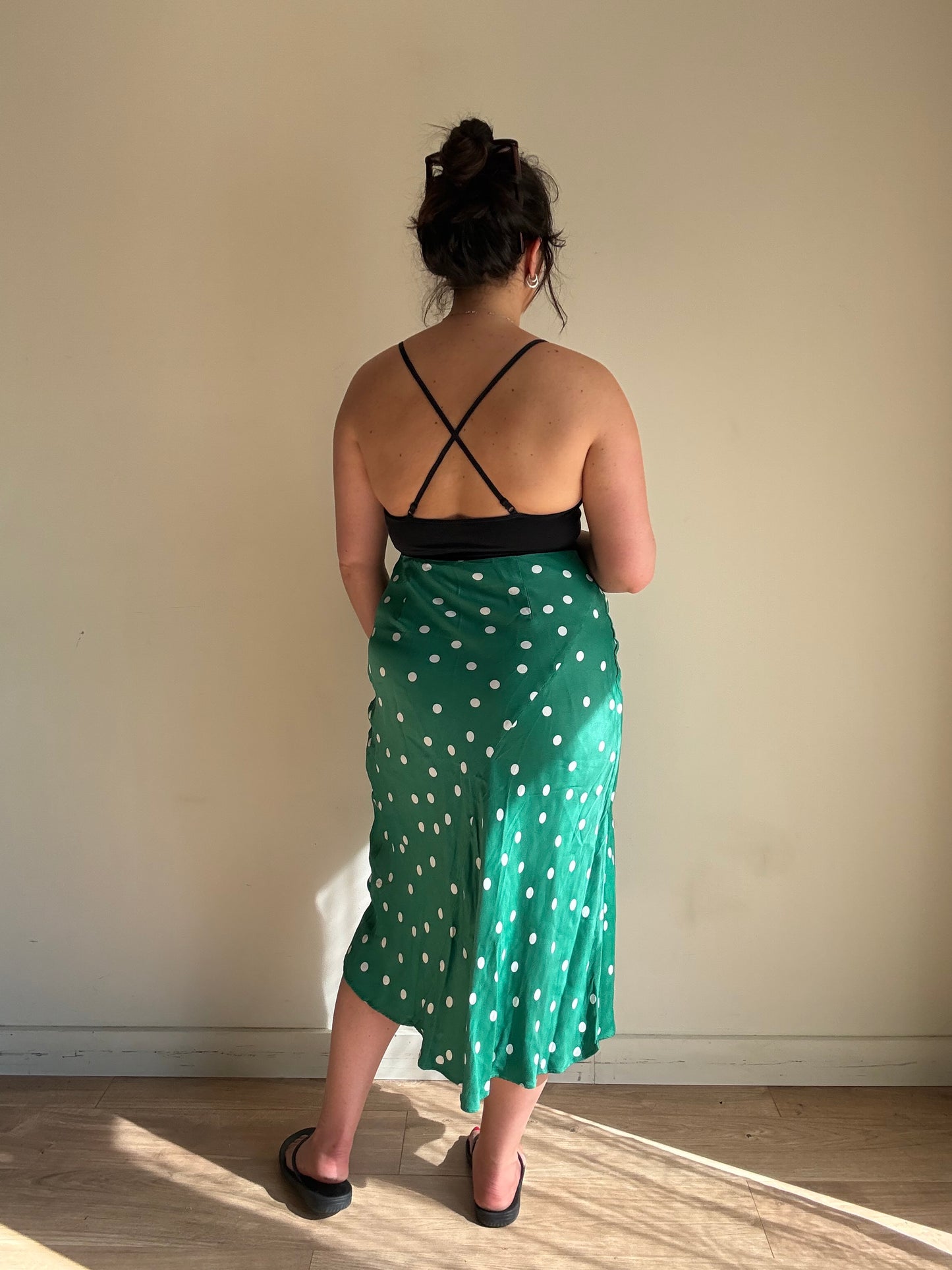 & Other Stories Satin Polka Dot Slip Skirt, 14