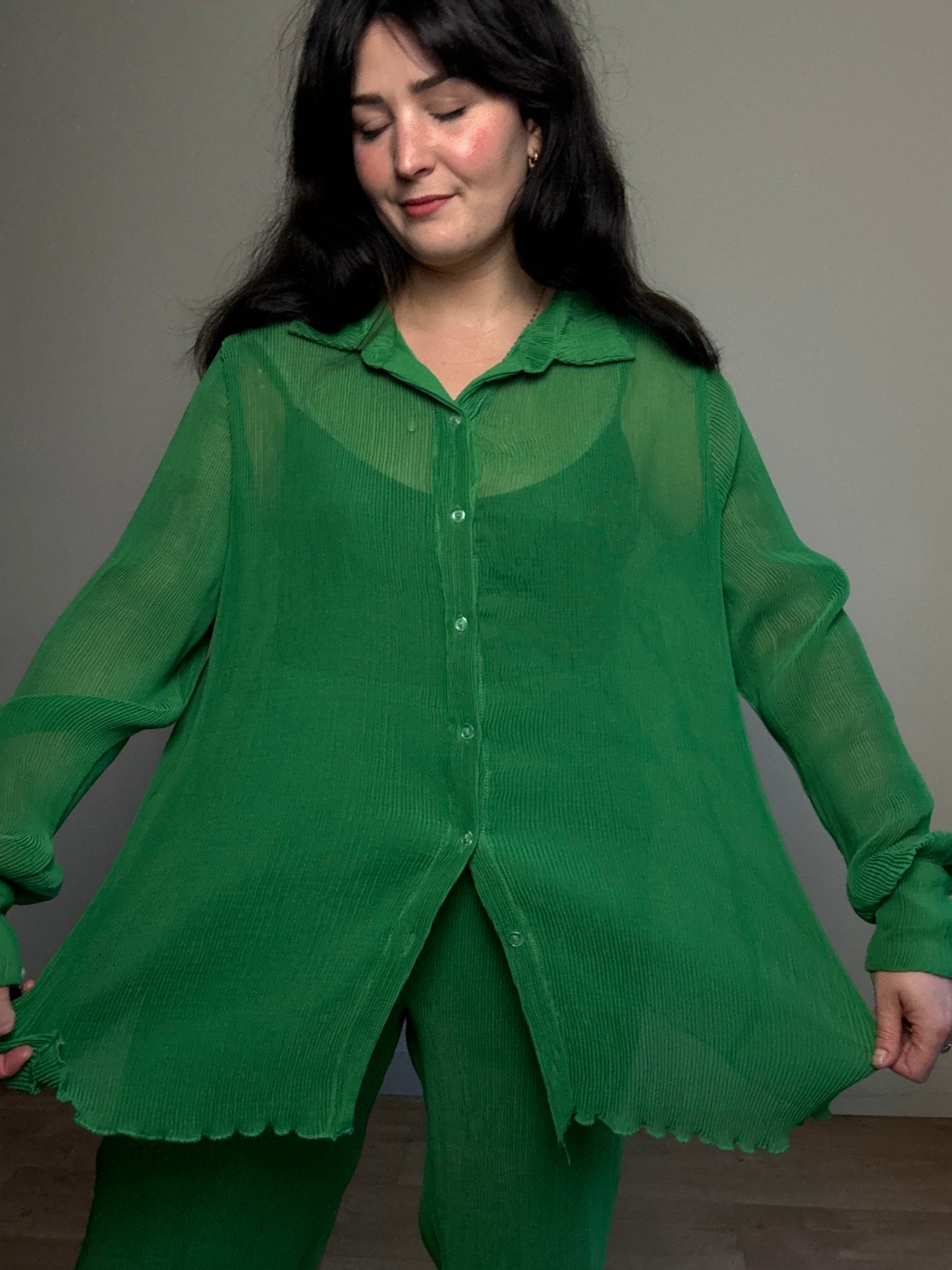 KAI Collective (Set) Plisse Shirt and Trousers Co-Ord, XL