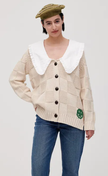 Ganni Cotton Long Collared Cardigan, M/L