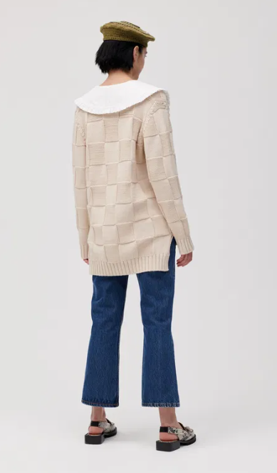 Ganni Cotton Long Collared Cardigan, M/L