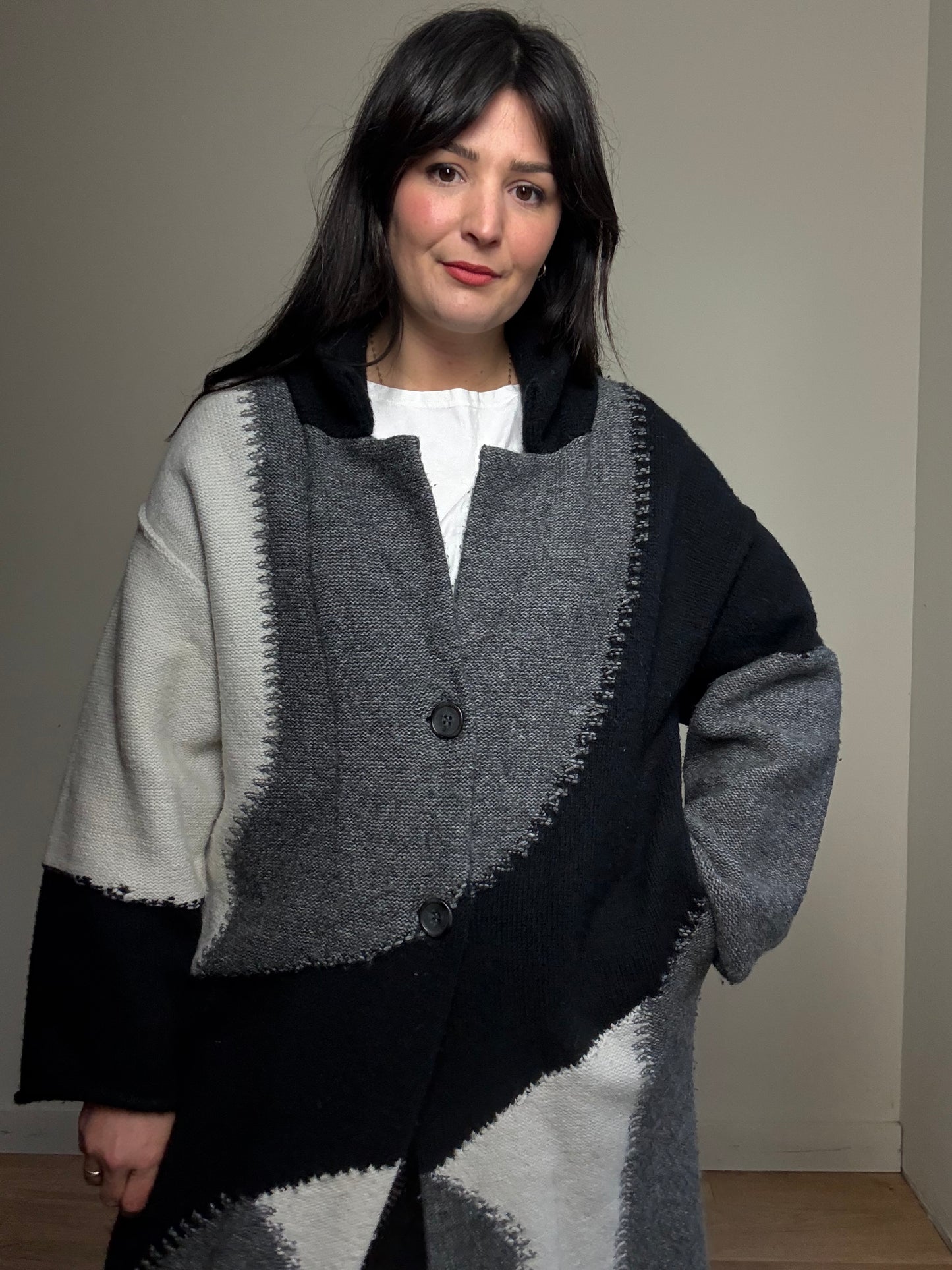 Zara Patchwork Long Cardigan, Fits a S-M