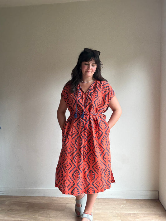 Toast Printed Linen Cotton Dress, M