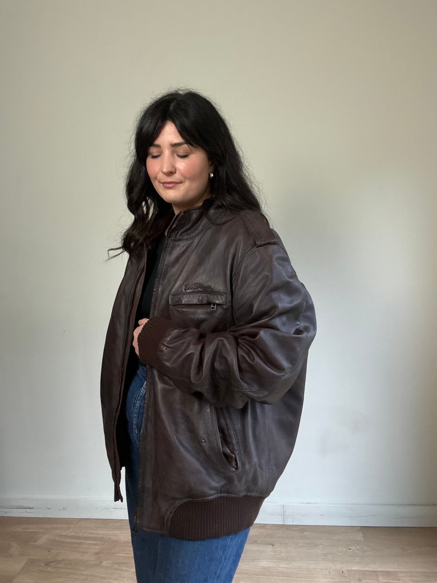 Vintage Ben Sherman Leather Bomber Jacket, XL