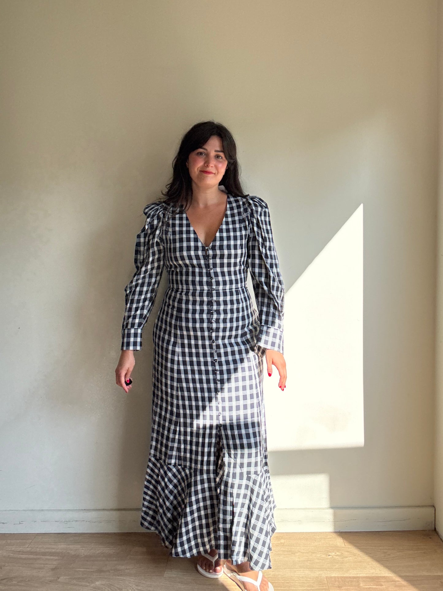 Mr Larkin Check Button Up Maxi Dress, L