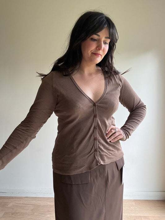 Vanessa Bruno Cotton Button Up Cardigan, 3 L