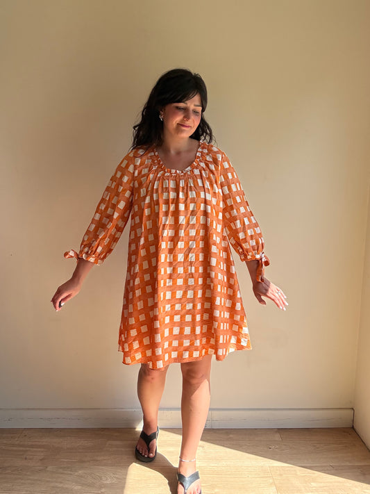 Whistles Check Trapeze Mini Dress, 12