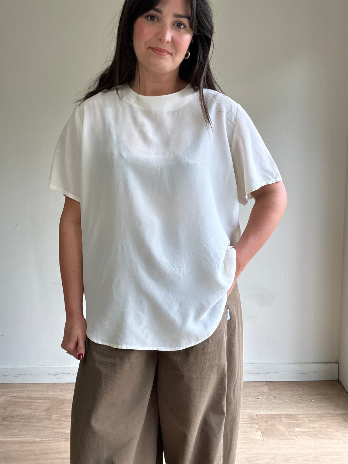 Silk Boxy Simple Top, XL