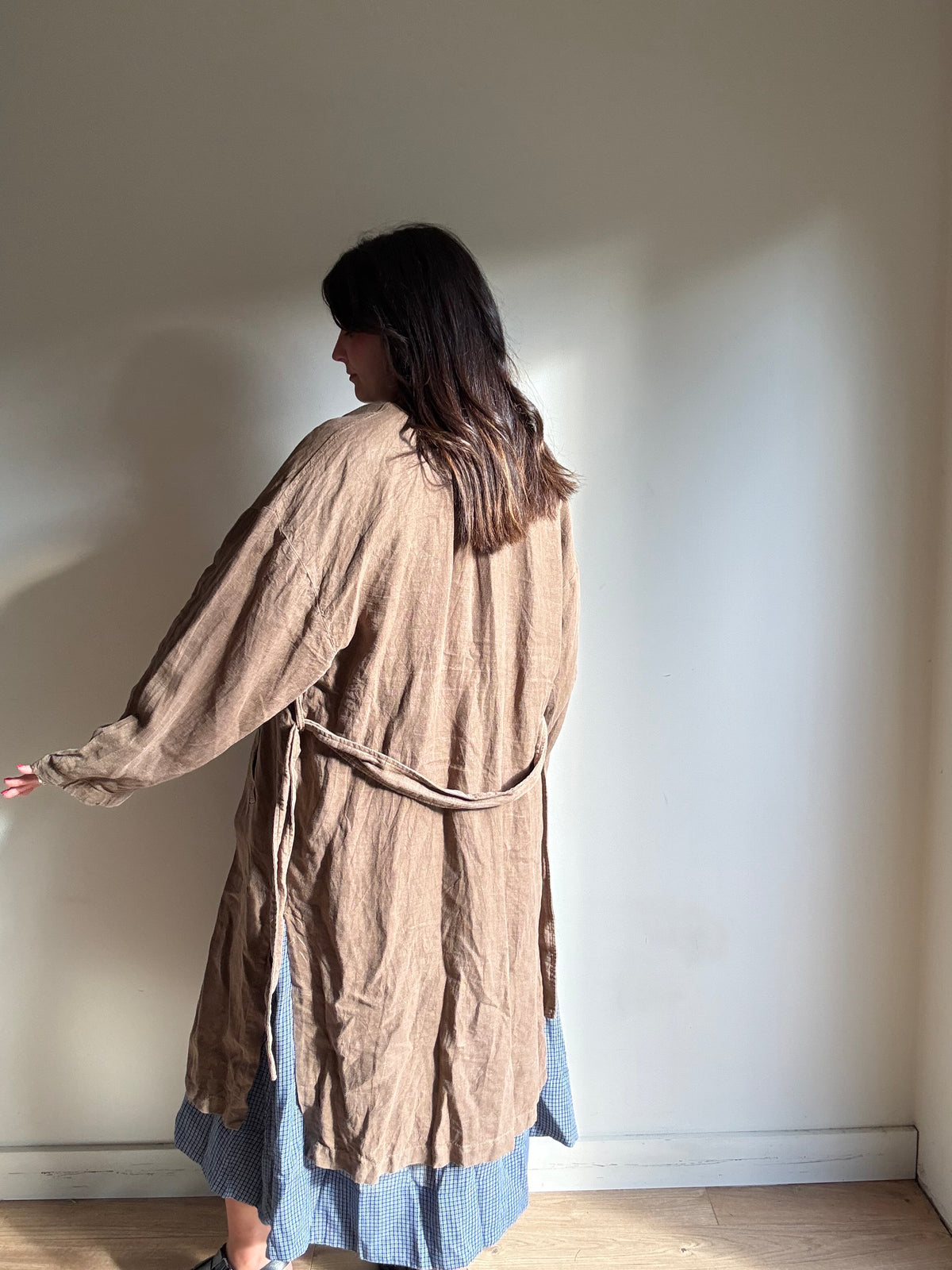 Zara Linen Button Up House Coat, M/L