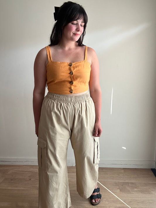 Bershka Linen Cropped Top, M
