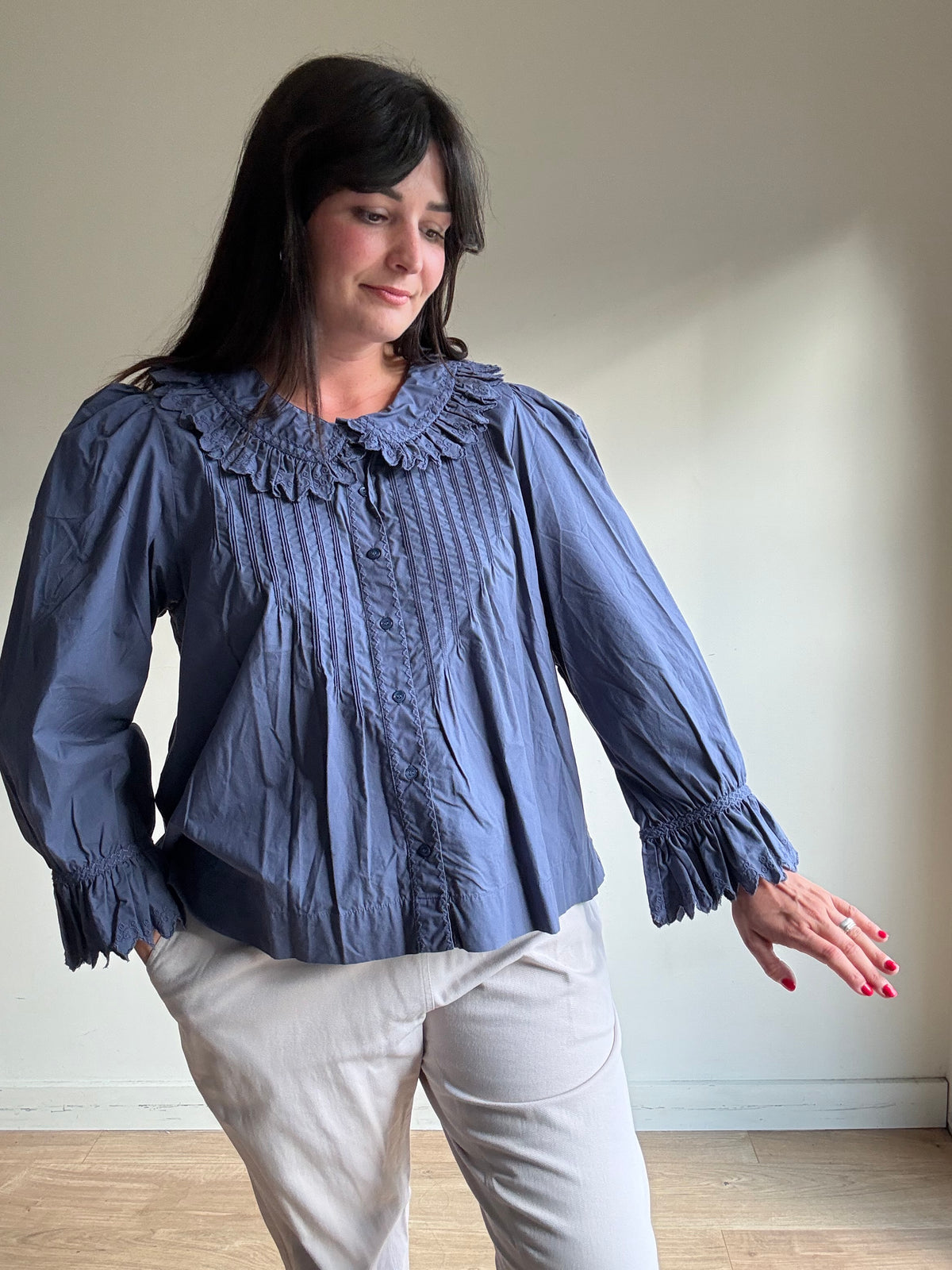 Doen Detailed Collared Blouse, L-XL