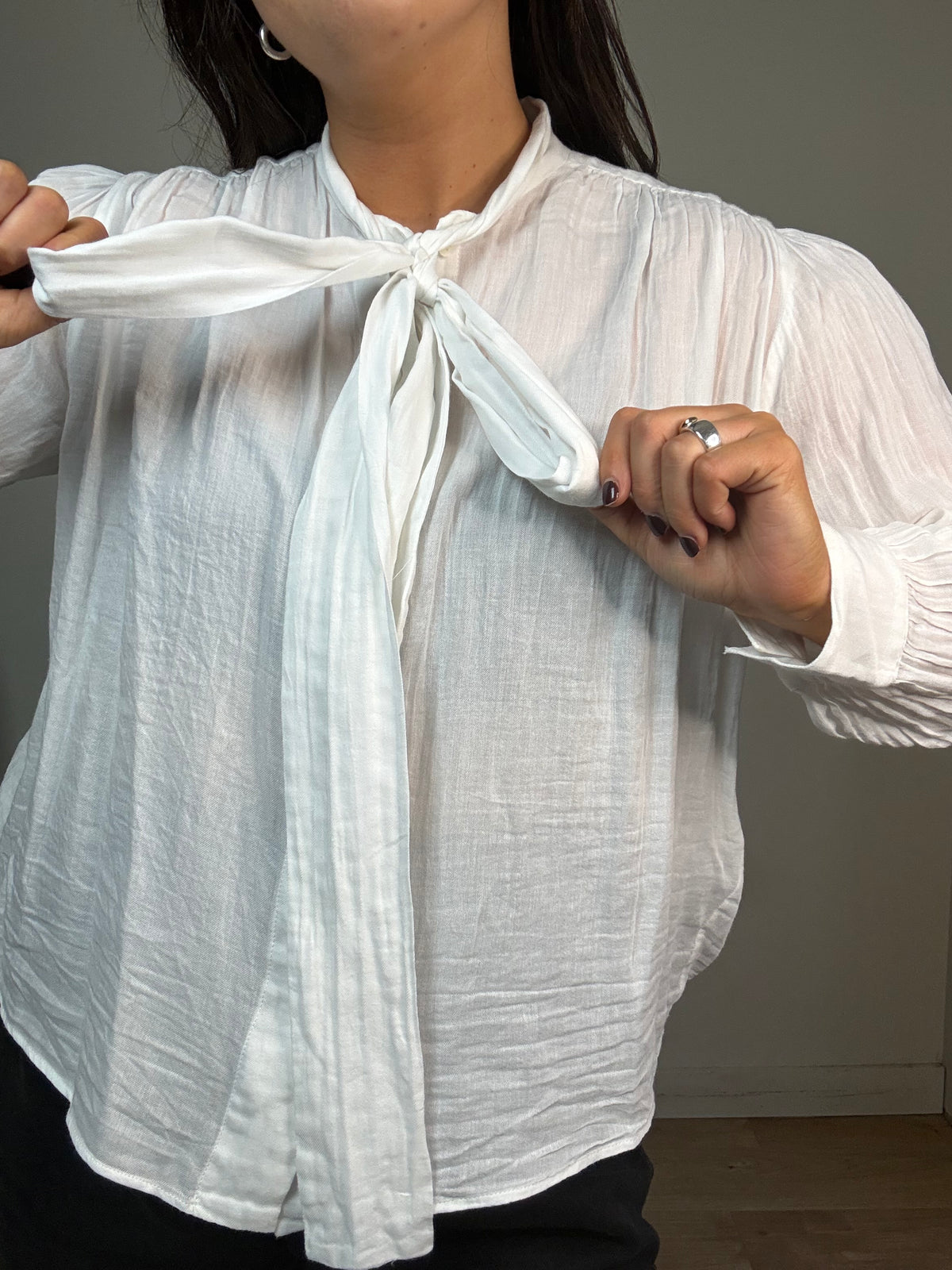 Masscob Tie Neck Blouse, S