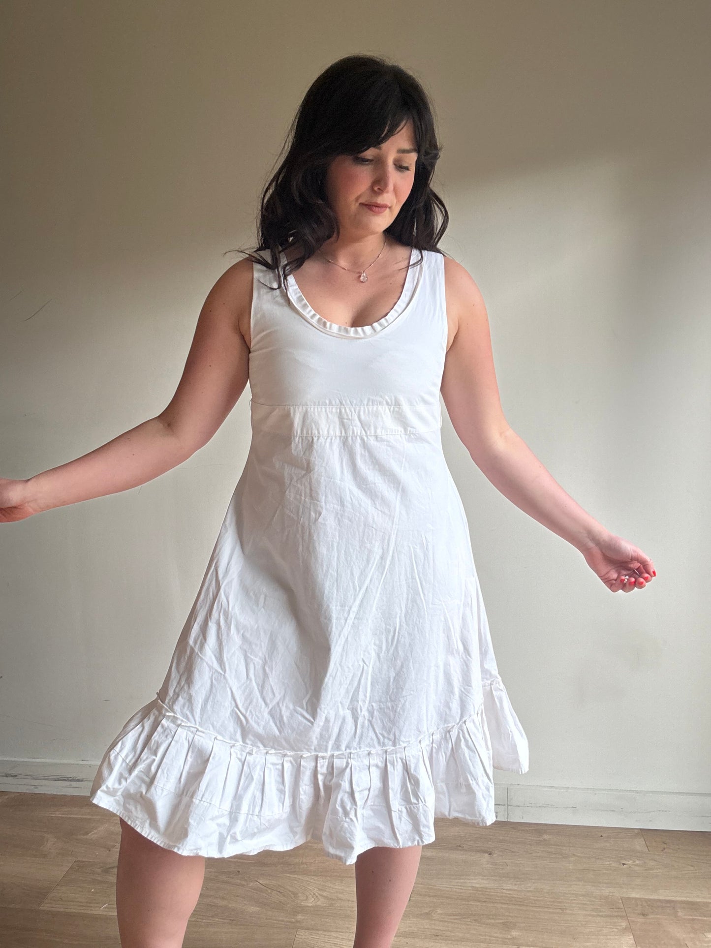 White Cabbages and Roses Cotton Frill Sun Dress, 12