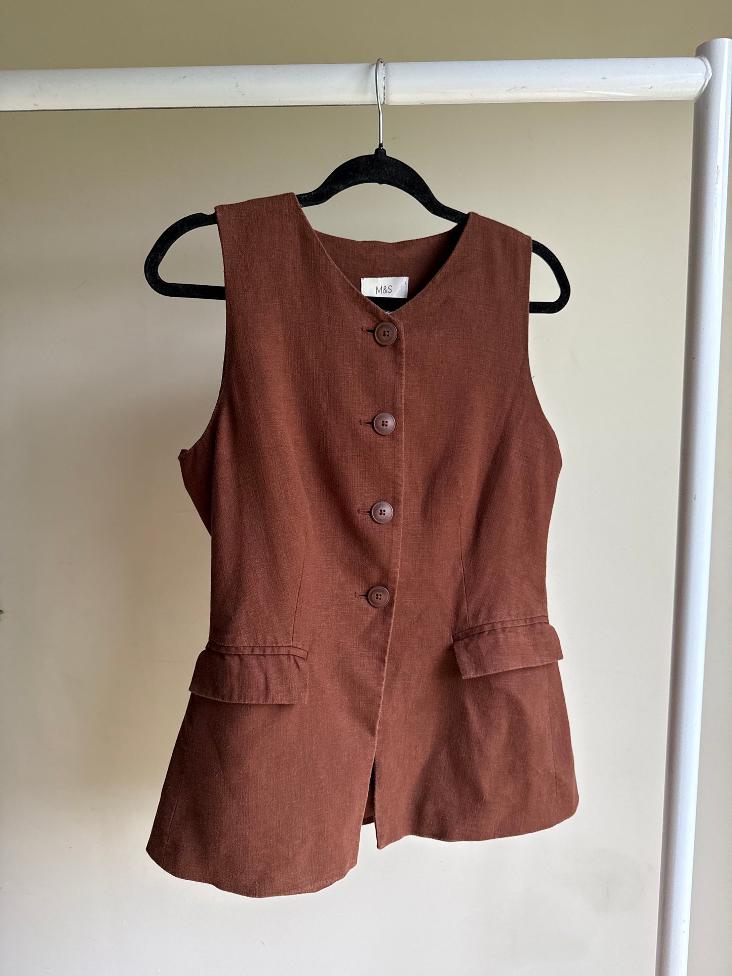 M&S Linen Mix Waistcoat, 8