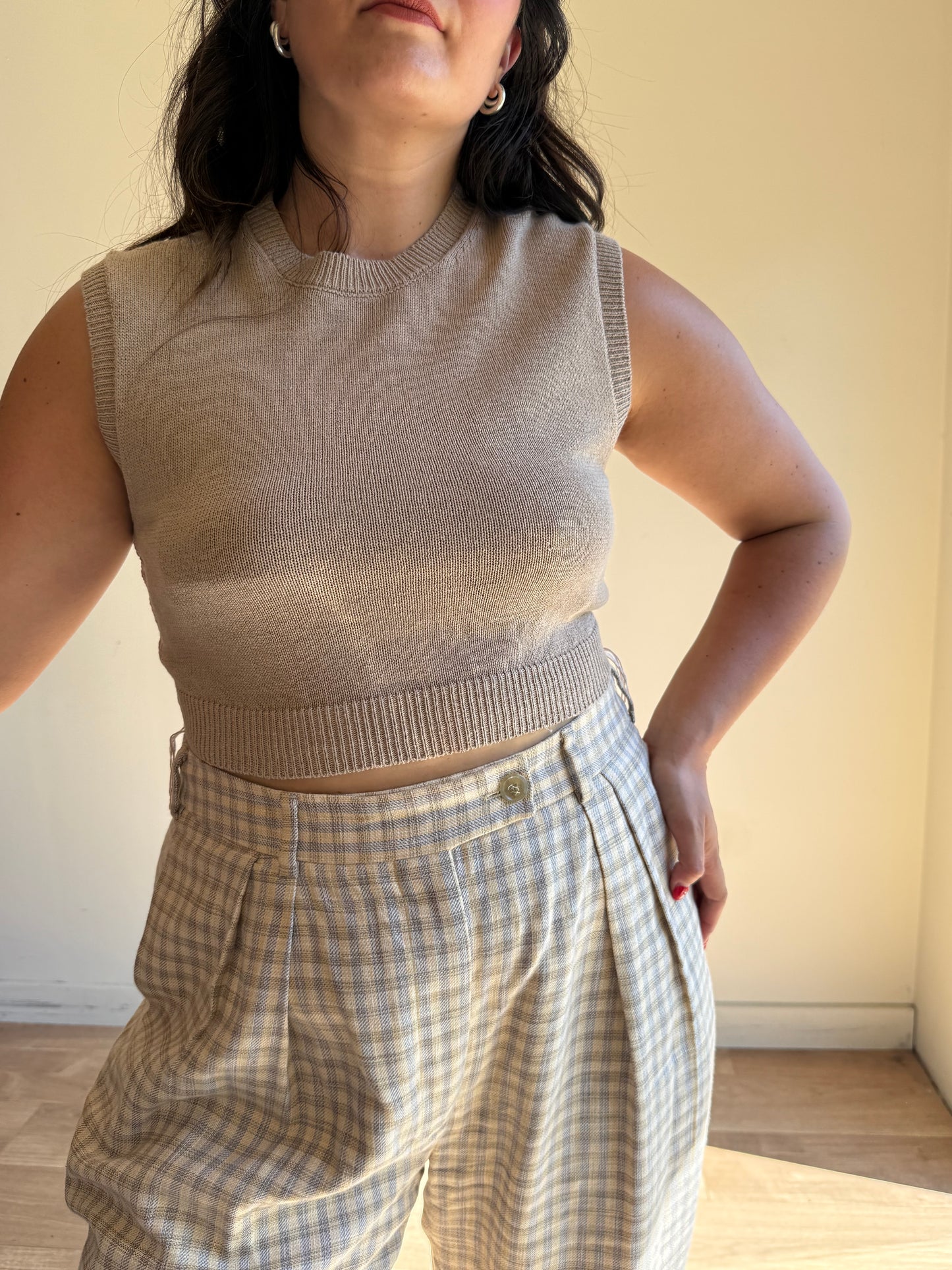 Zara Paper Cotton Cropped Vest, S-M