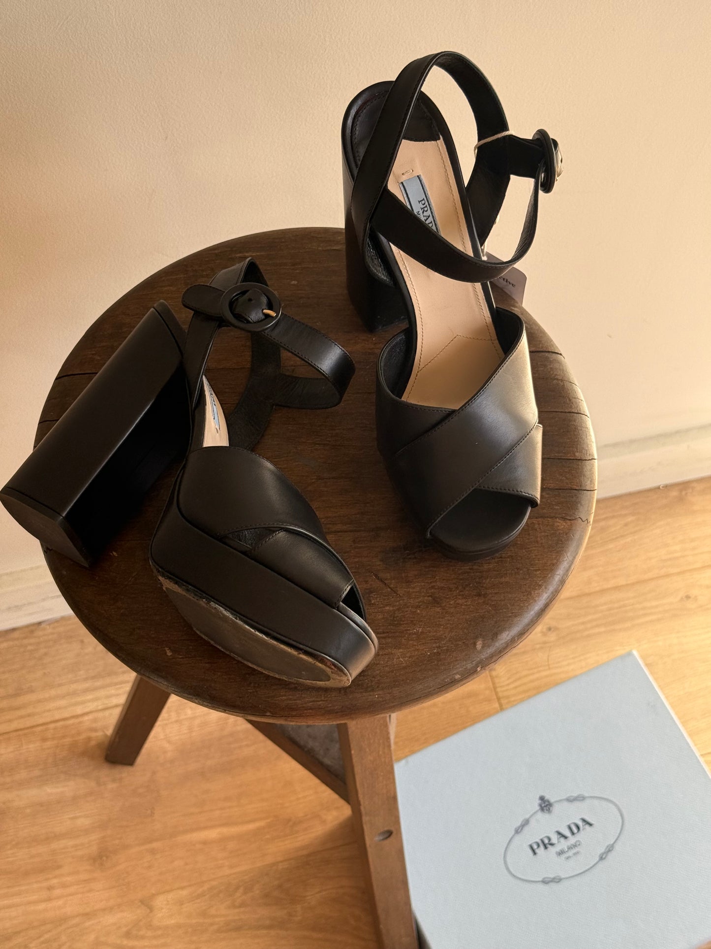 Prada Leather Platform Heels in Box, Size 40