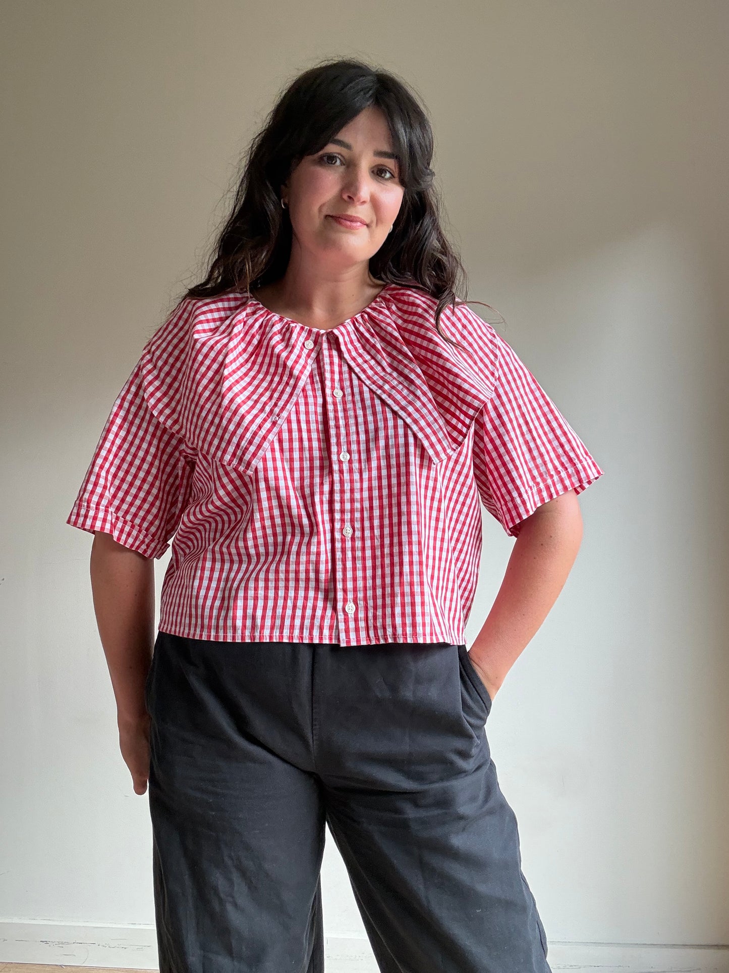 Made by SJP Handmade Gingham Blouse, L