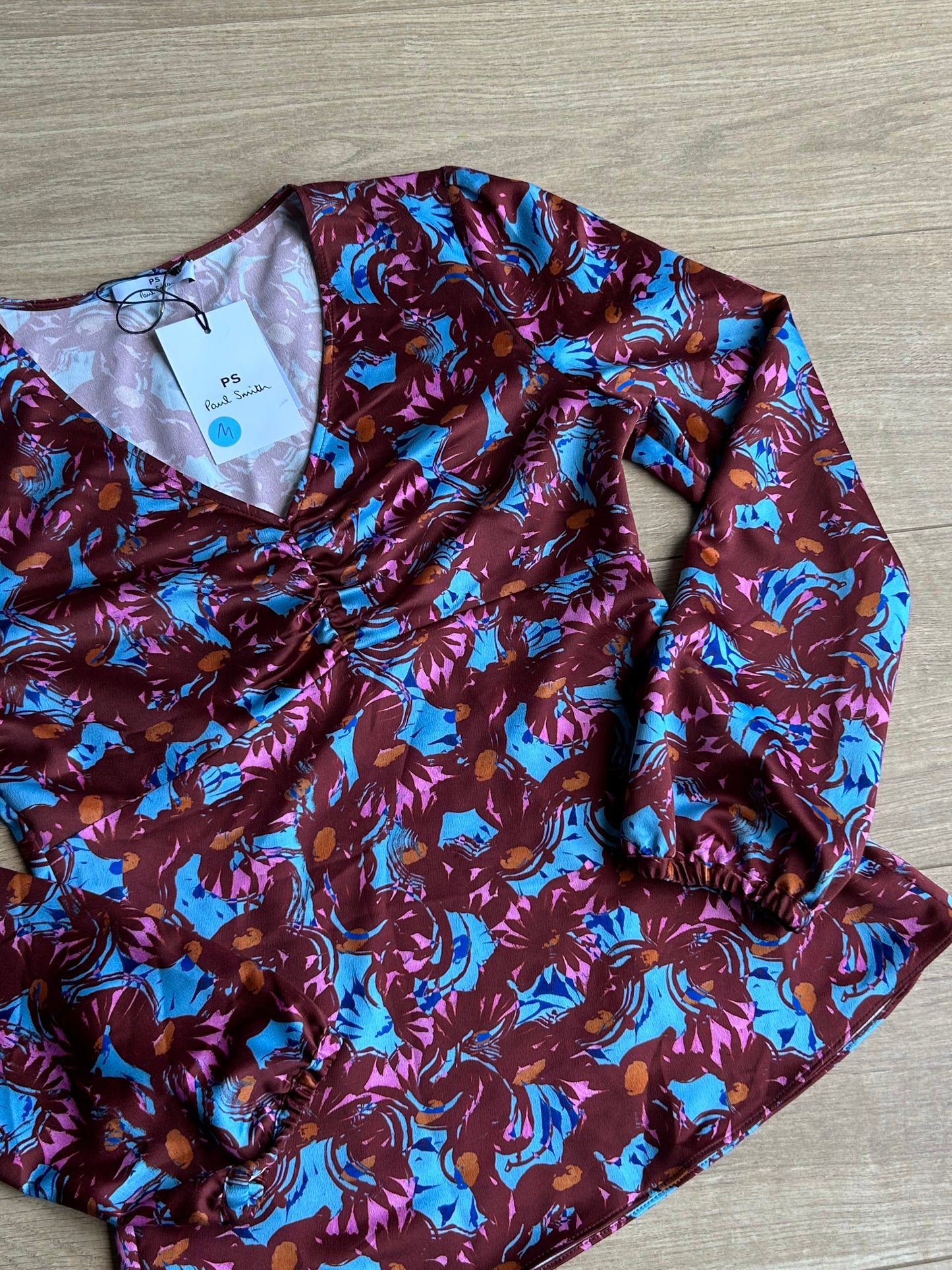 PS Paul Smith NEW Printed Gathered Top, S