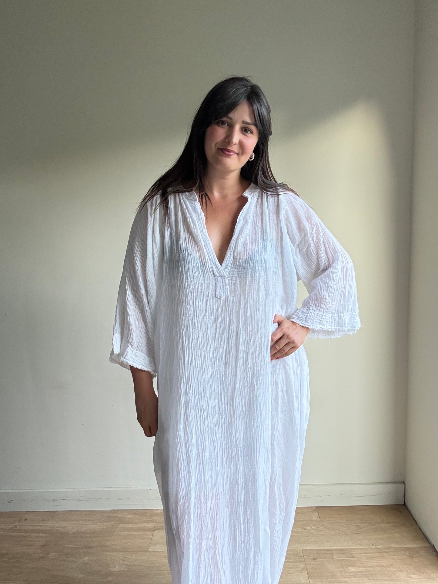 Cotton Gauze Maxi Dress, One Size