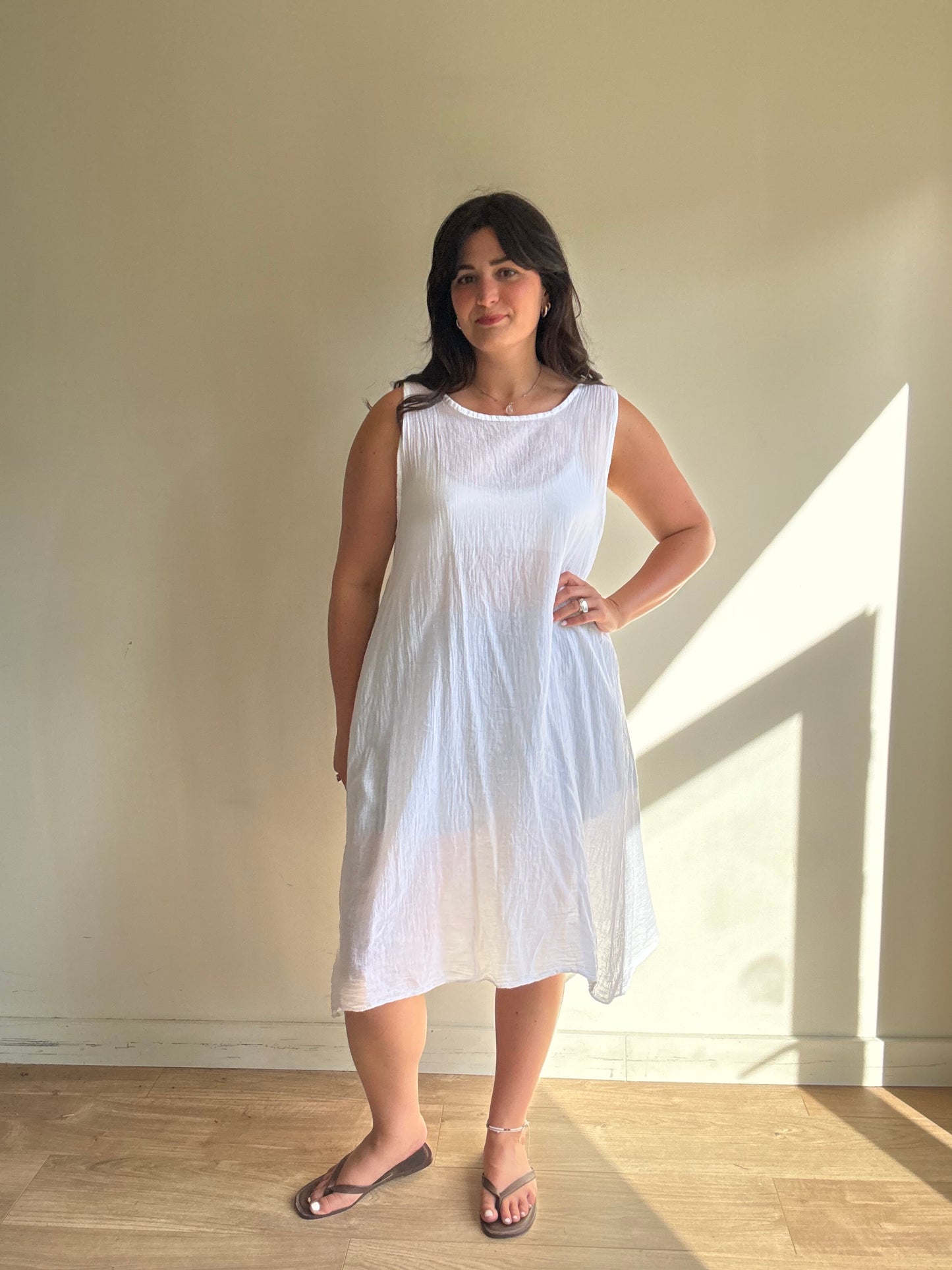 Italian Lightweight Cotton Gauze Dress, One Size