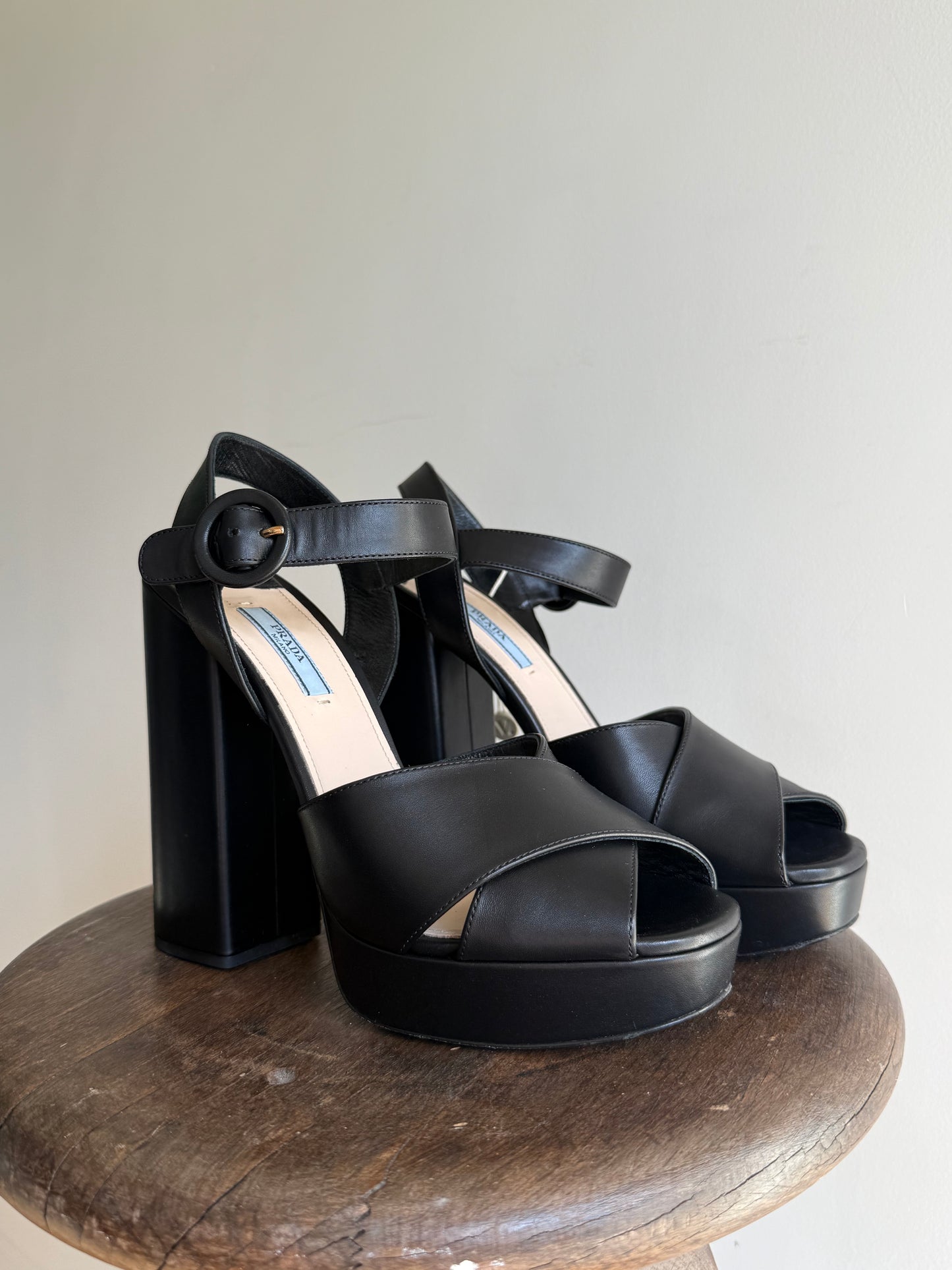 Prada Leather Platform Heels in Box, Size 40