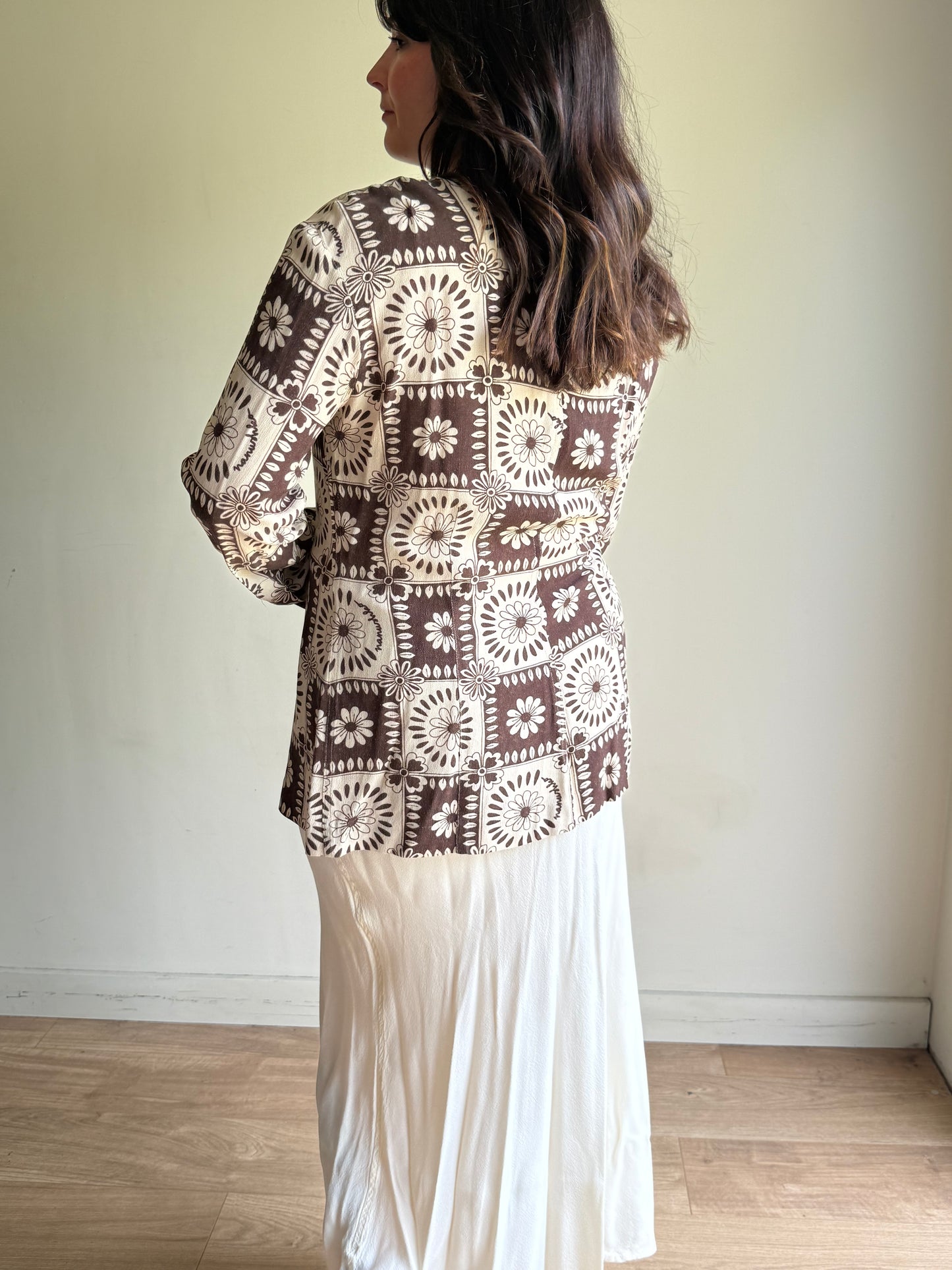 Nanushka Flower Checkerboard Shirt, XL