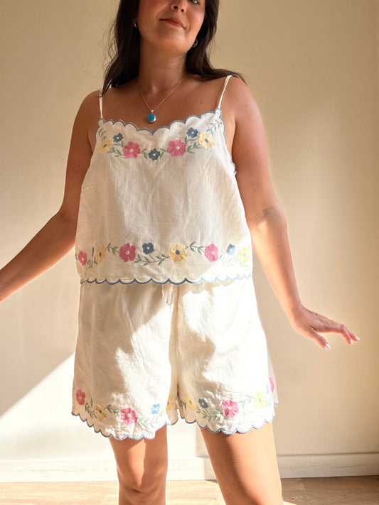 Sezane Linen Embroidered Co-Ord, 16-18