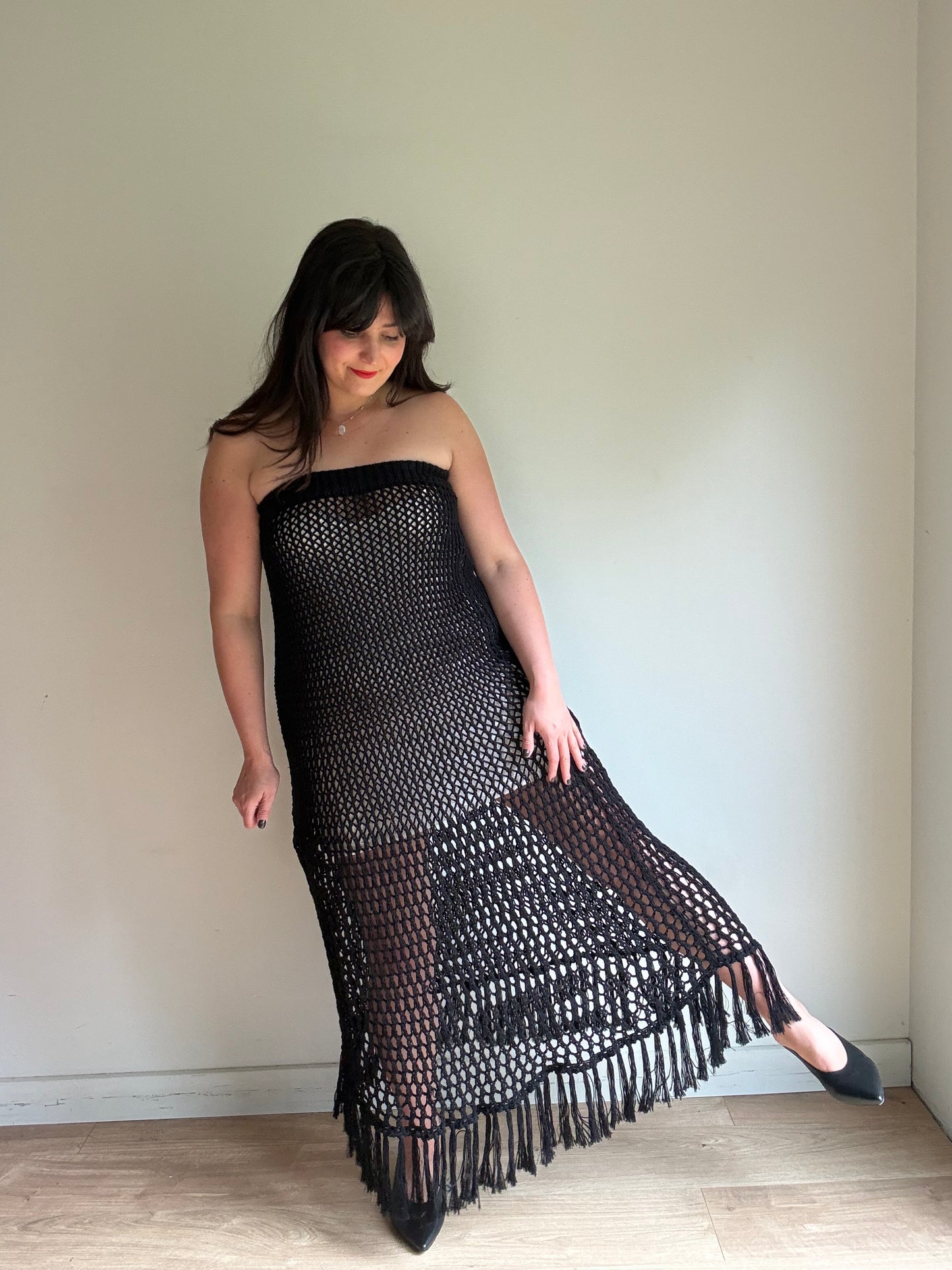 Raey Open Knit Tassel Dress, S-L