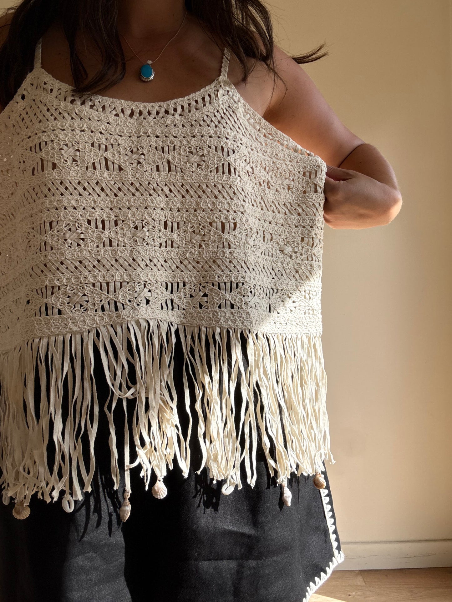 M&S Crochet and Fringe Top, 18