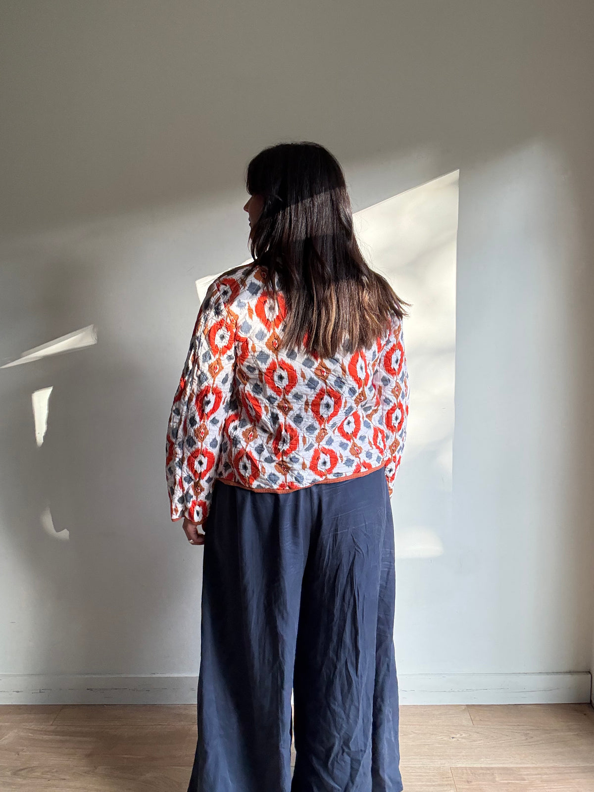 Cotton Ikat & Stripe Quilted Jacket, S