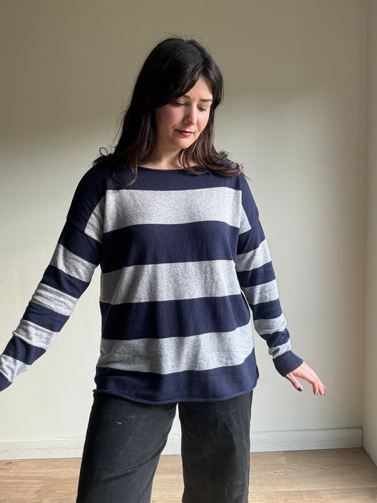 Cashmere & Silk Stripe Jumper, L / XL