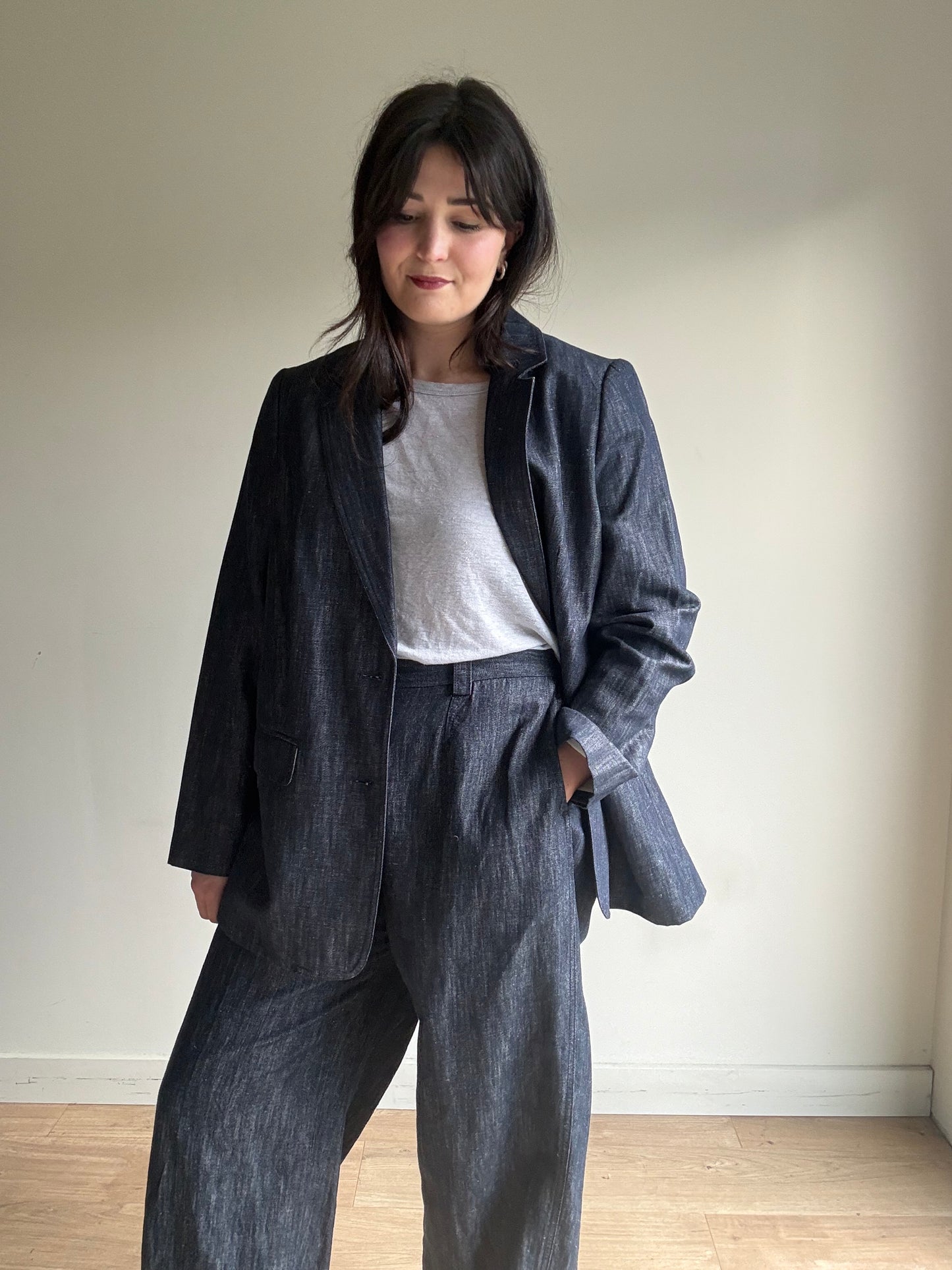 M&S Suit Chambray Denim Effect Suit, 18