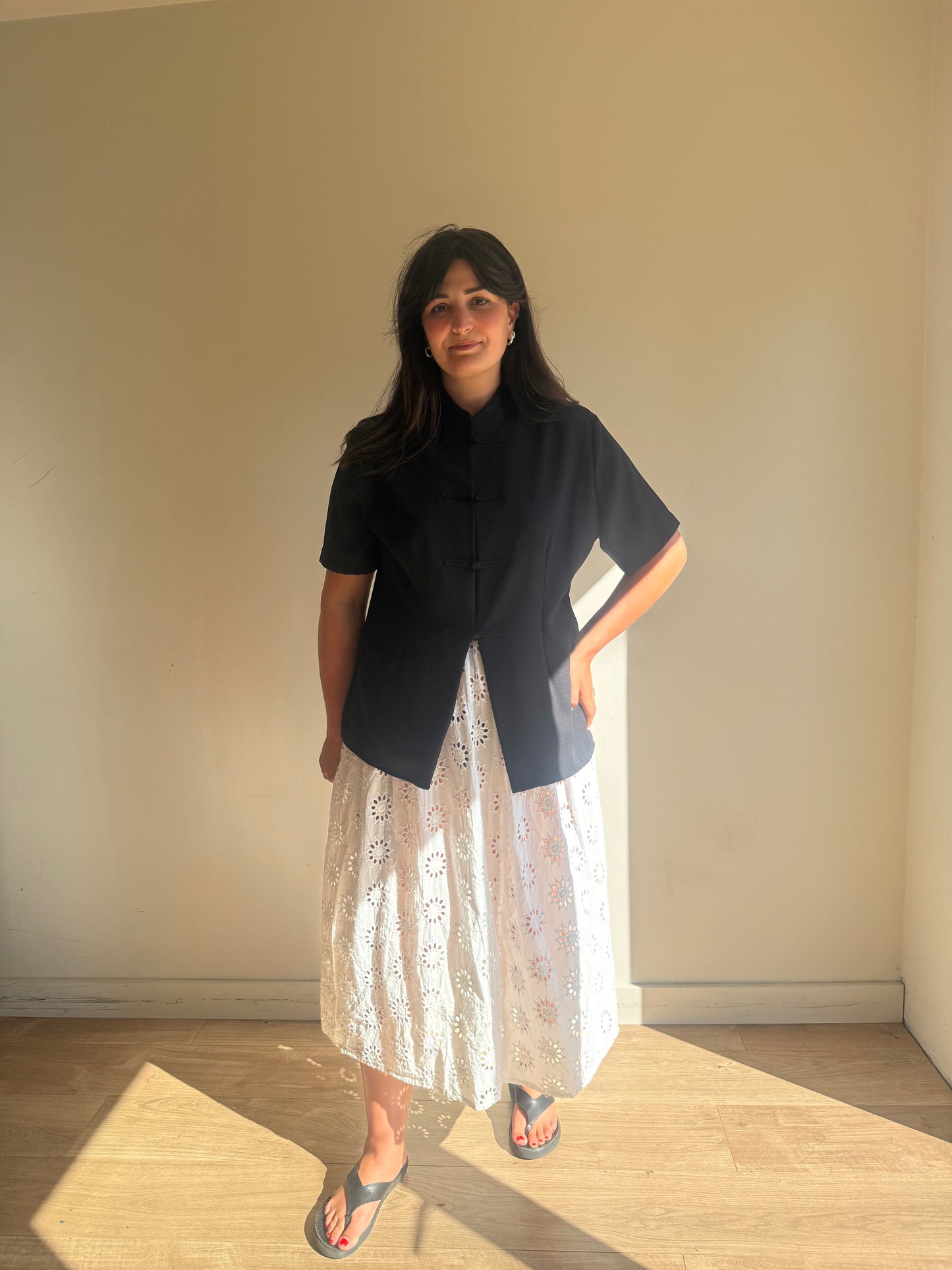 VRG GRL Cut-Out Embroidered Midi Skirt, 8-12