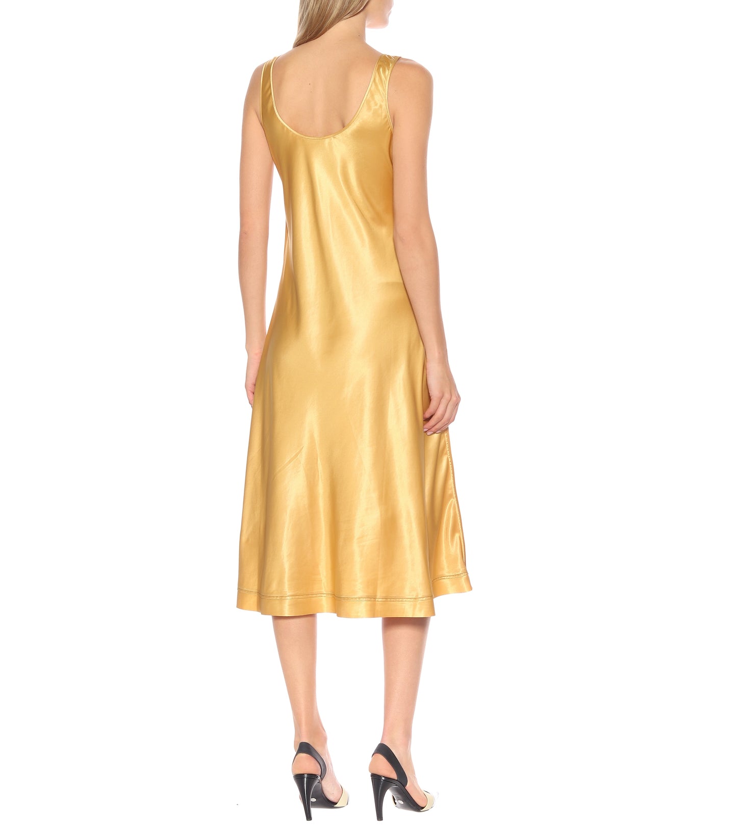 Gold Acne Studios Satin Slip Dress, 34