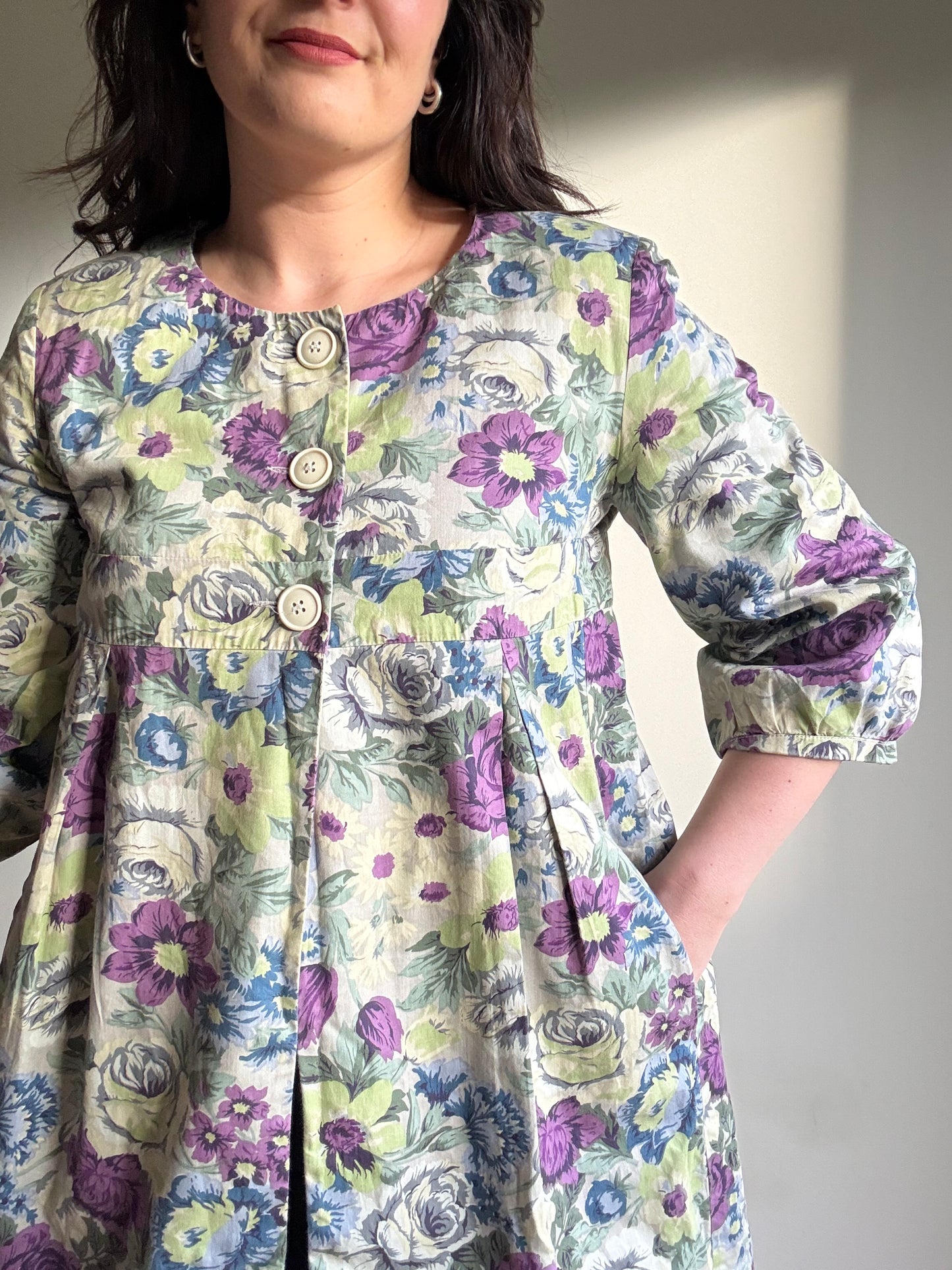 Cabbages & Roses Floral Cotton Dress Coat, 12-14