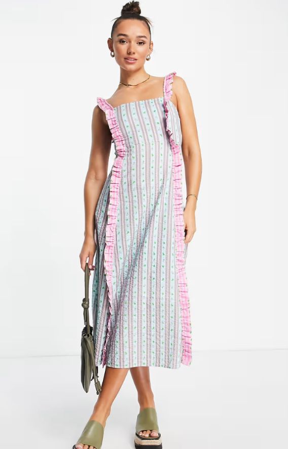 Damson Madder NEW Daphne Fruit Stripe Dress, 8