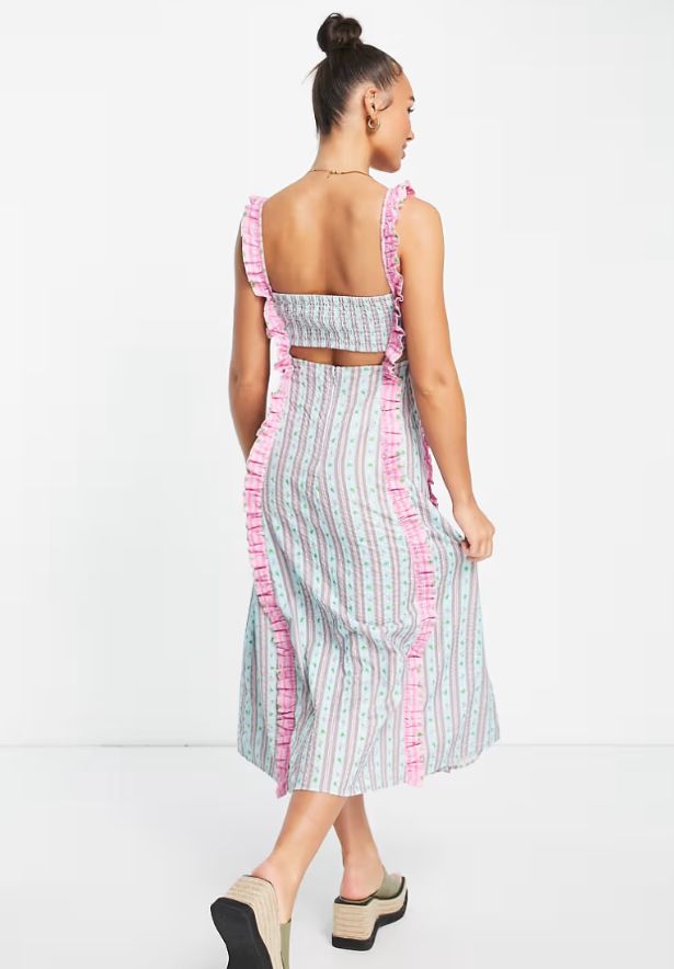 Damson Madder NEW Daphne Fruit Stripe Dress, 8