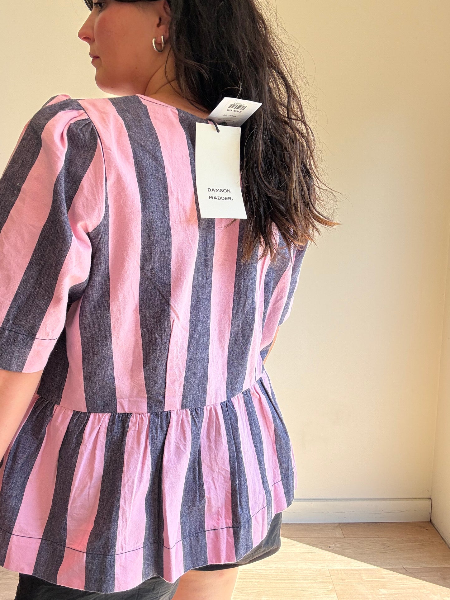 Damson Madder NEW Philly Peplum Stripe Blouse, 20