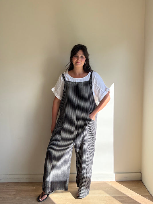 Pure Linen Stripe Dunagrees, L-XL