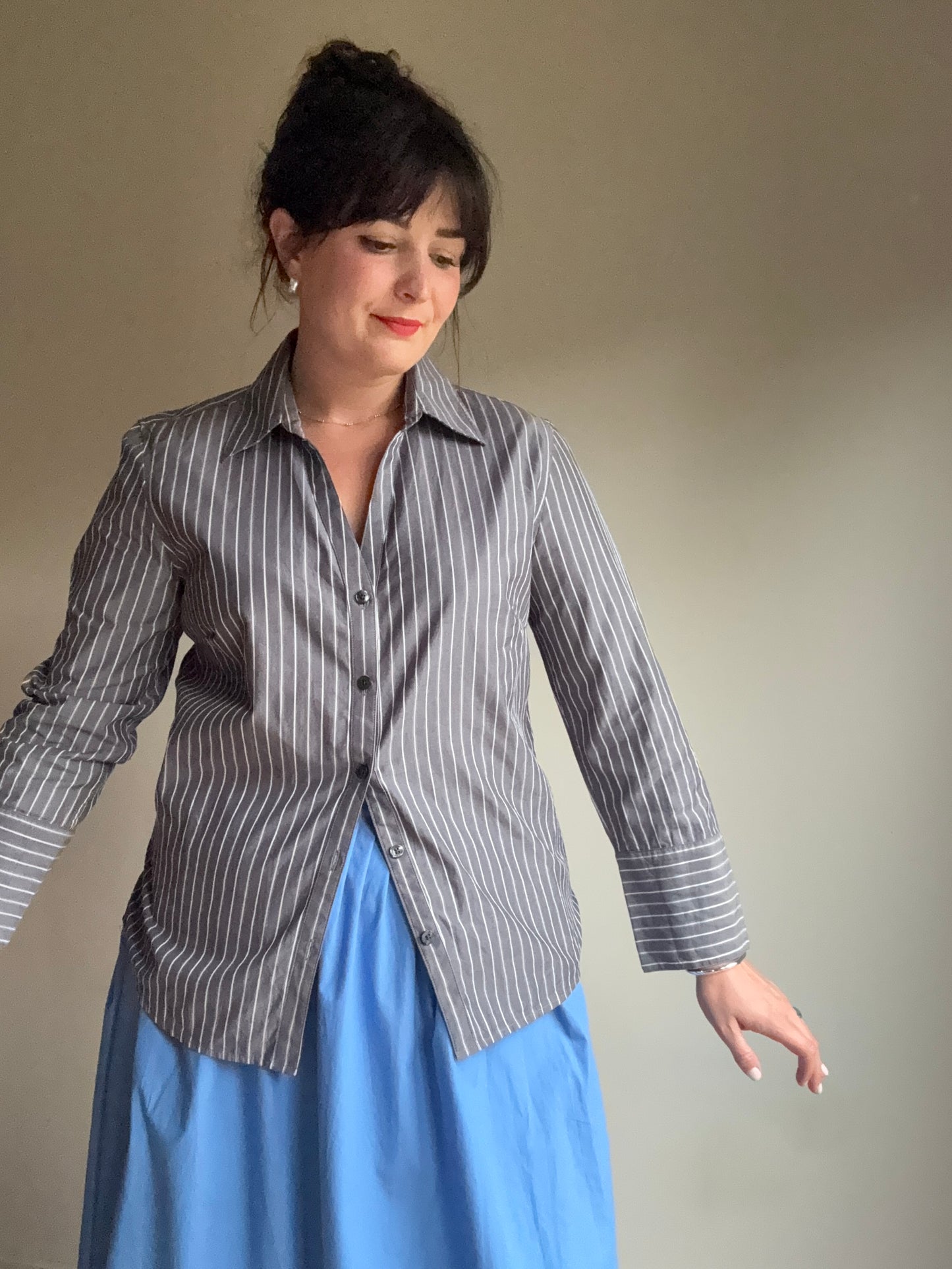 Jaeger Cotton Pinstripe Shirt, 12