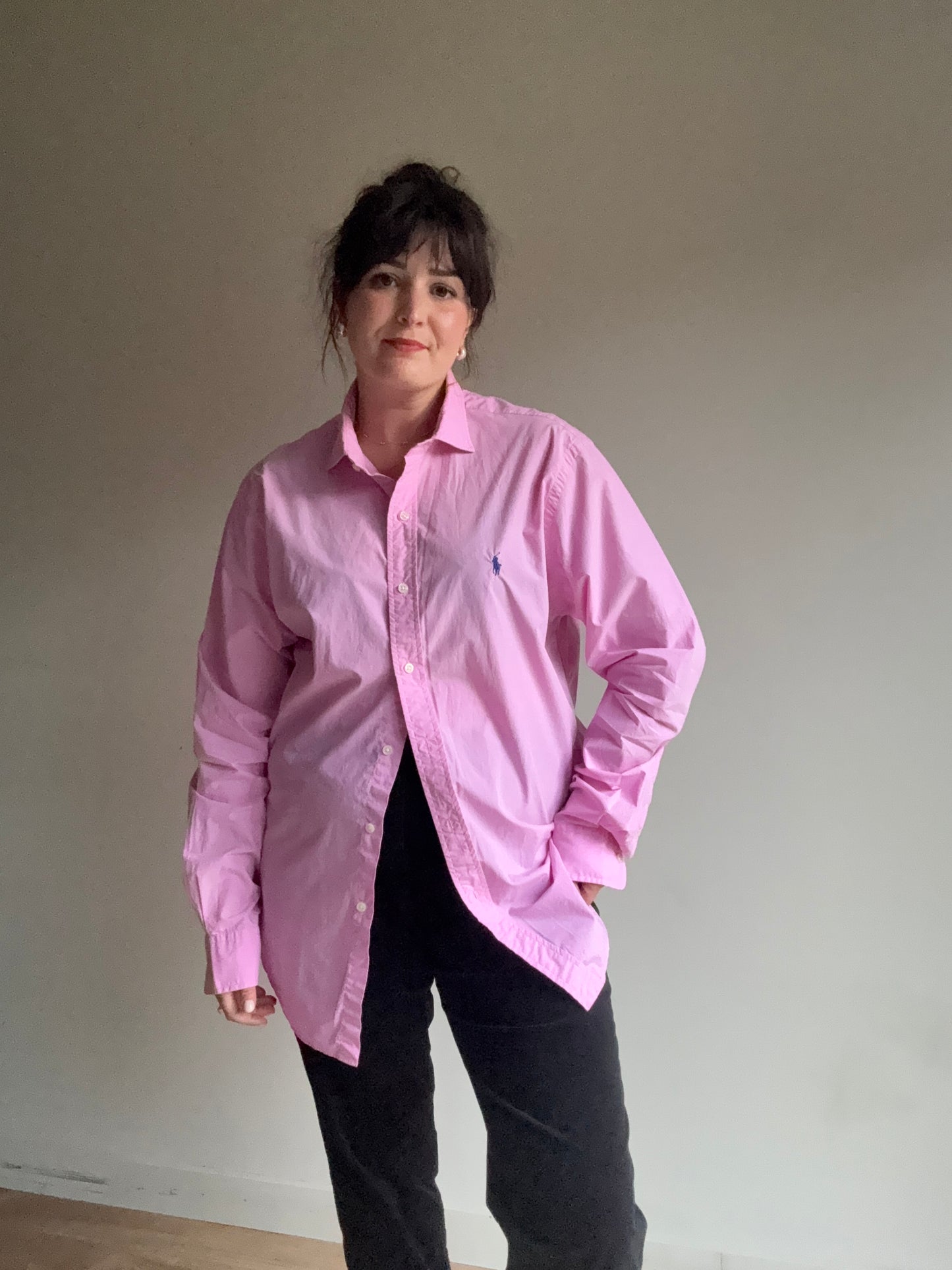 Pink & Navy Polo Ralph Lauren Cotton Classic Shirt, L