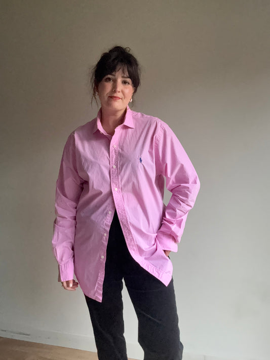 Pink & Navy Polo Ralph Lauren Cotton Classic Shirt, L
