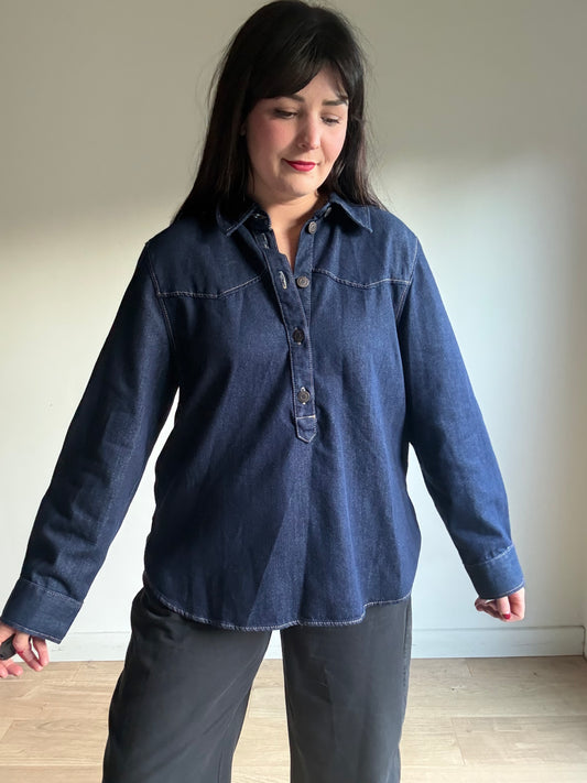 H&M NEW Denim Smock Top, L