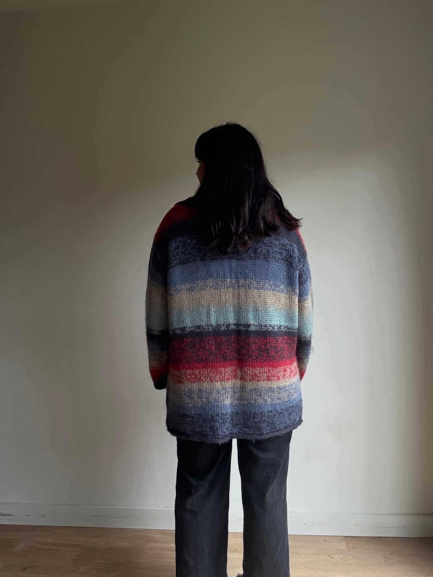 Handknit Button Up Chunky Cardigan, XL