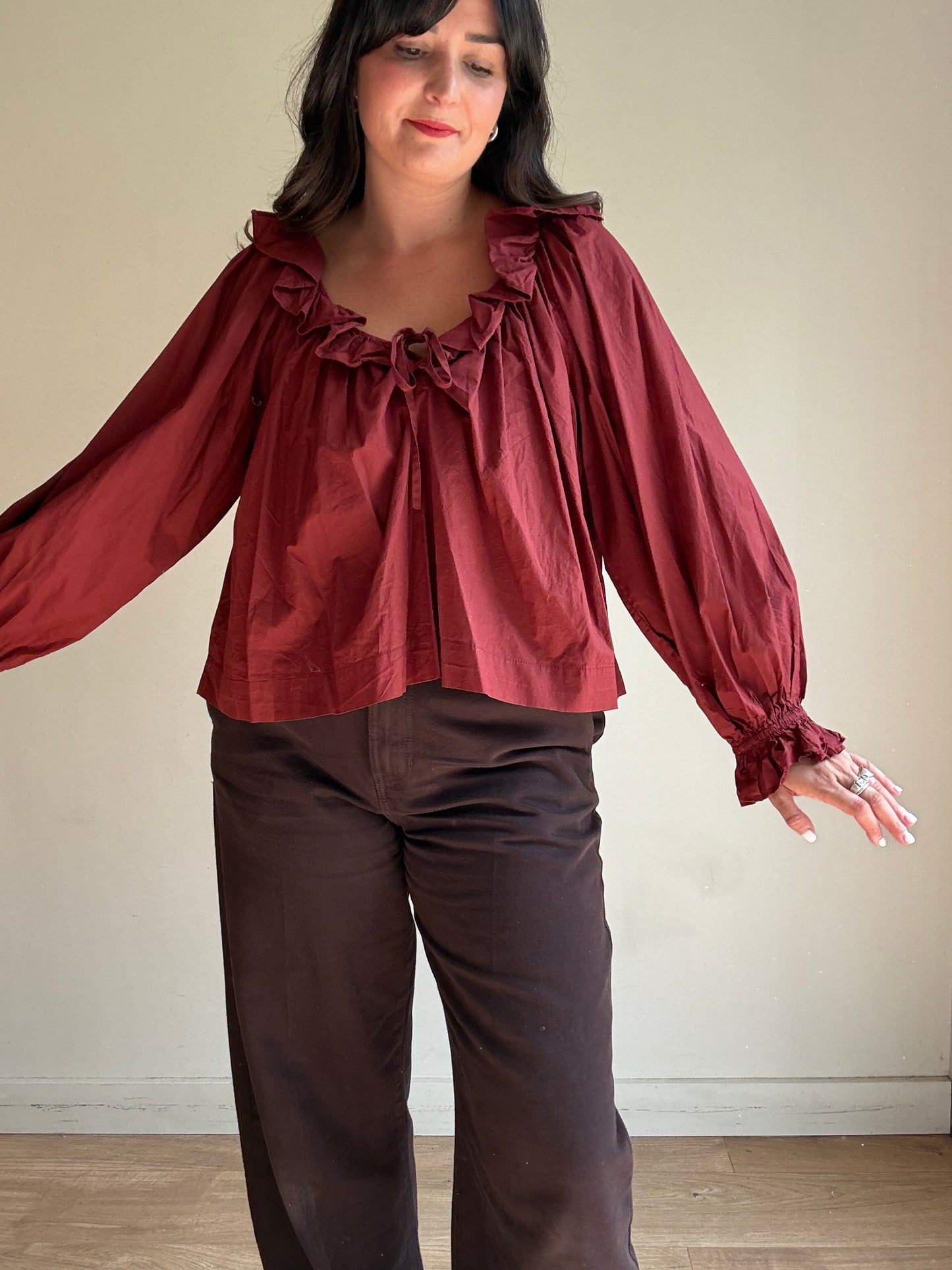 Doen Cotton Frill Blouse, L