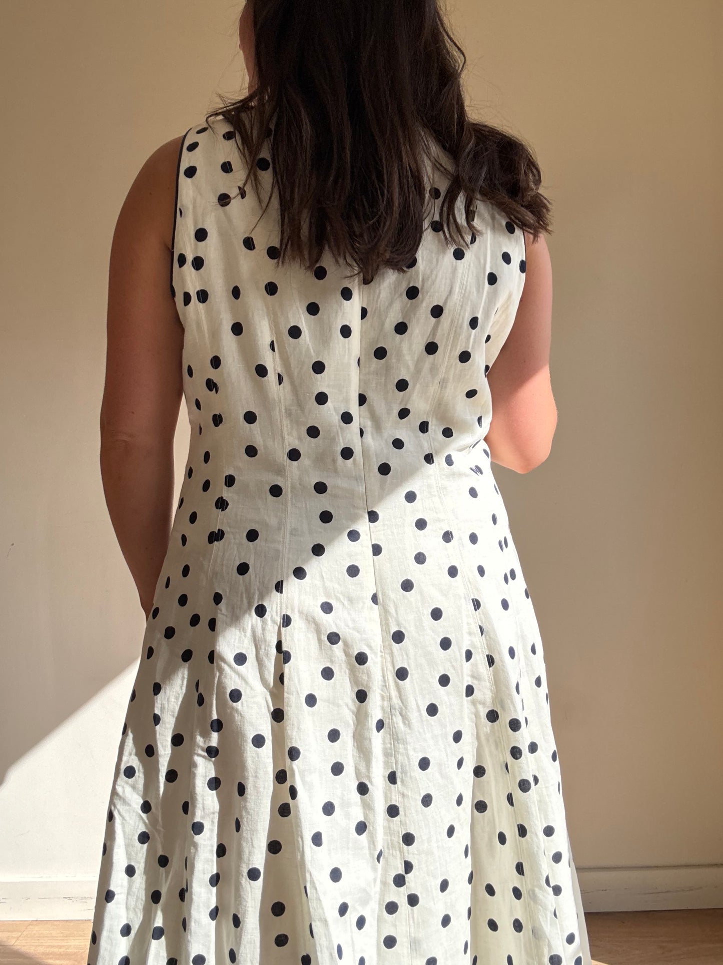 NEW Boden Linen & Cotton Polka Dot Dress, 16R