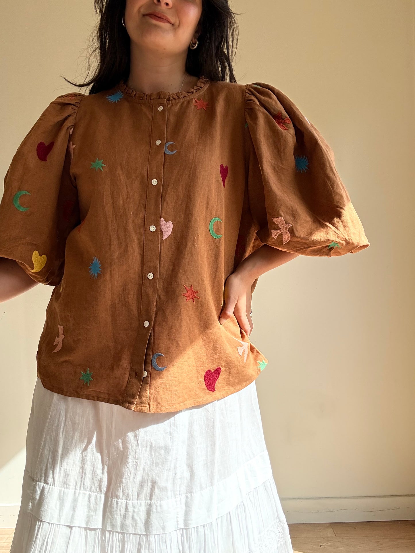 Sezane X Pangea Embroidered Blouse, 44