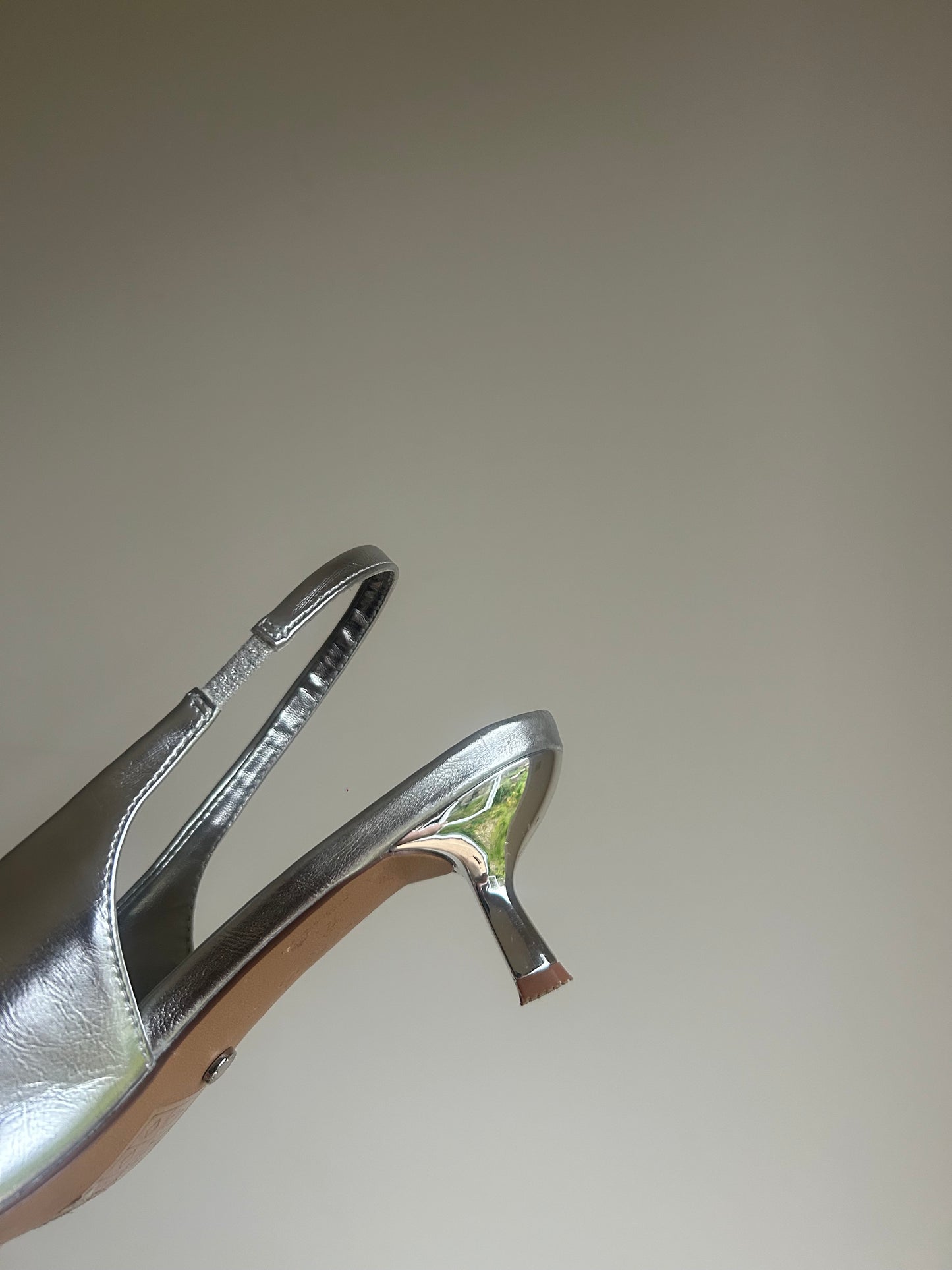 Office Silver Million Slingback Kitten Heels, 39