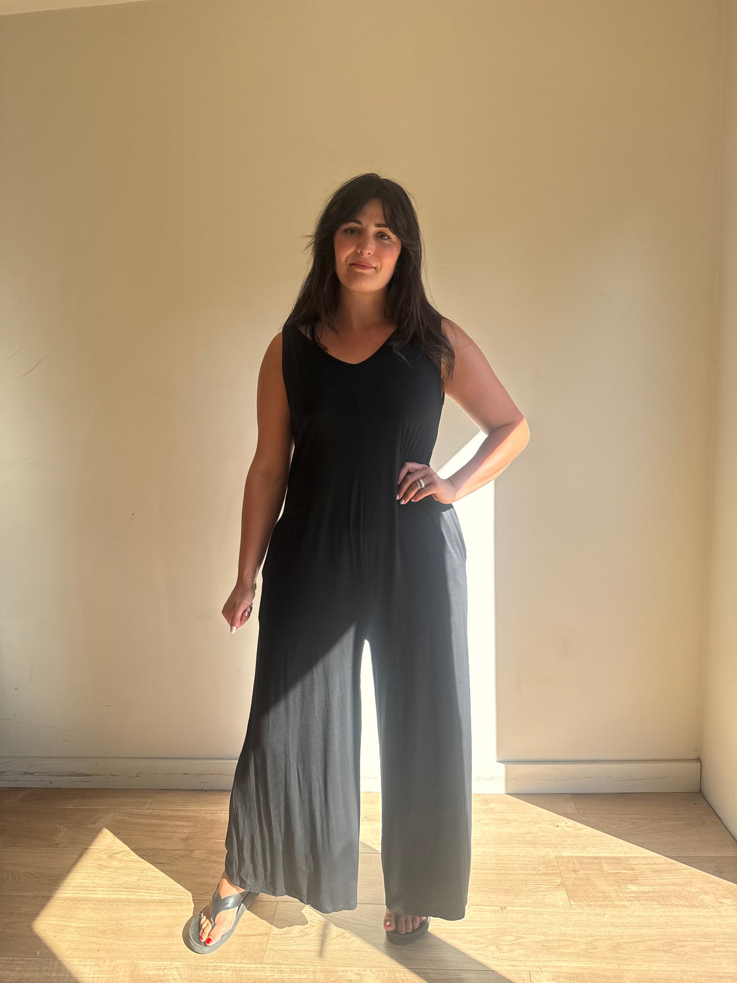 Jersey Wide Leg Jumpsuit, L
