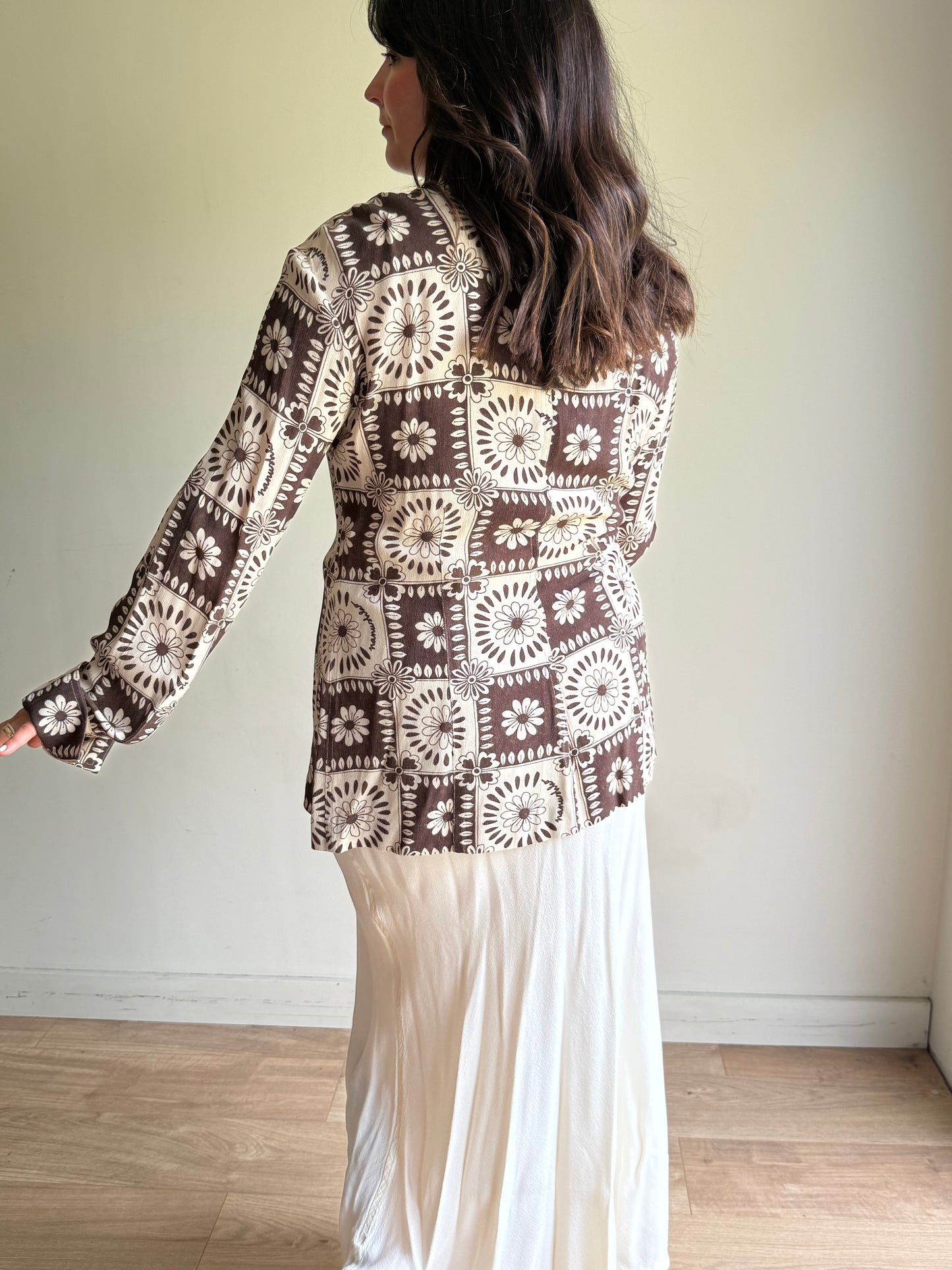 Nanushka Flower Checkerboard Shirt, XL